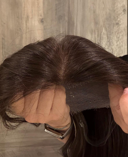 Customization for Jolene 9x9 Clipless European Human Hair Topper | 5x5 Lace front topper, 14" Natural Density Expedite shipping