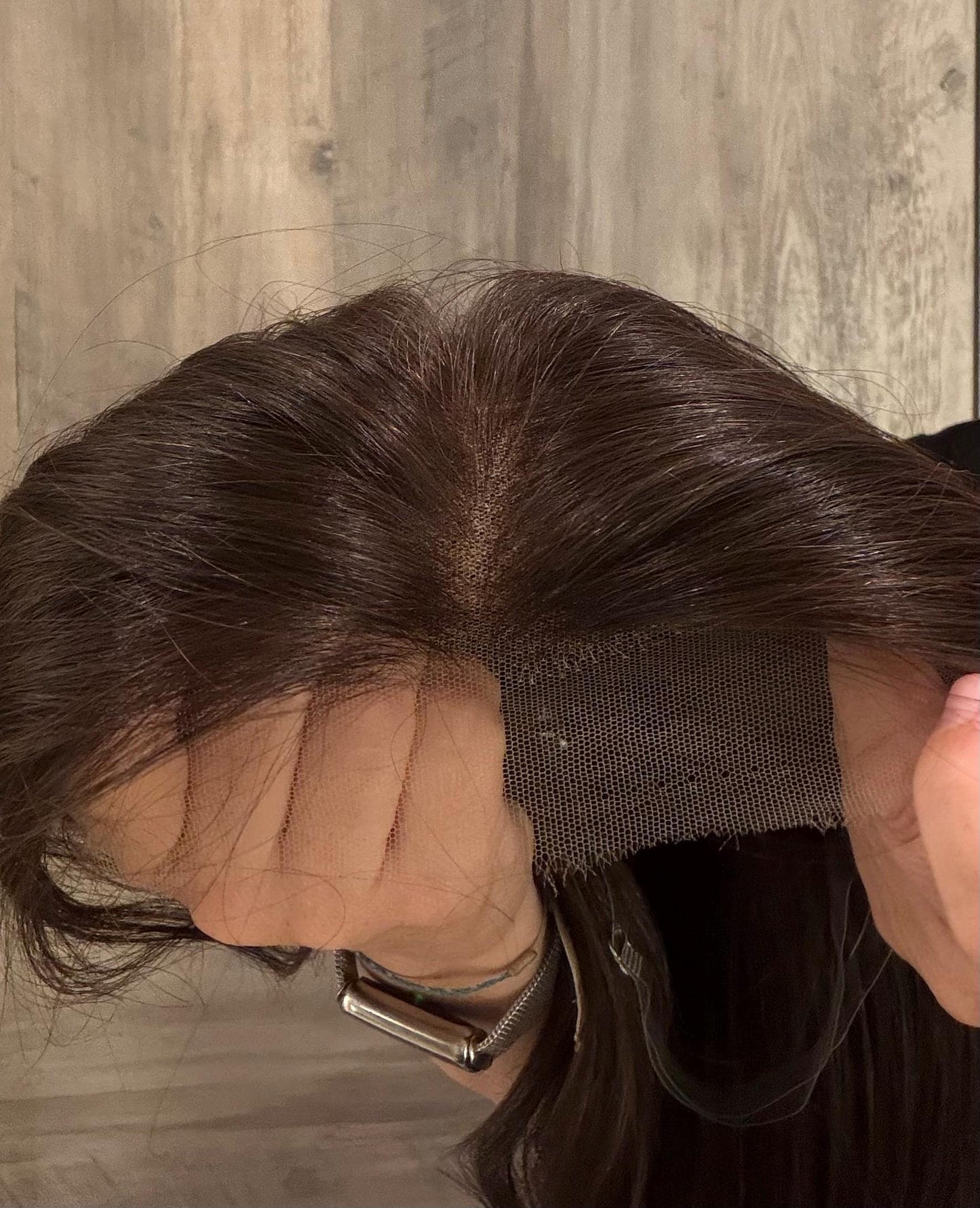 DIANA 9x9 Clipless European Human Hair Topper | 5x5 Lace front topper, Dark Brown, 16-24”, color customization available