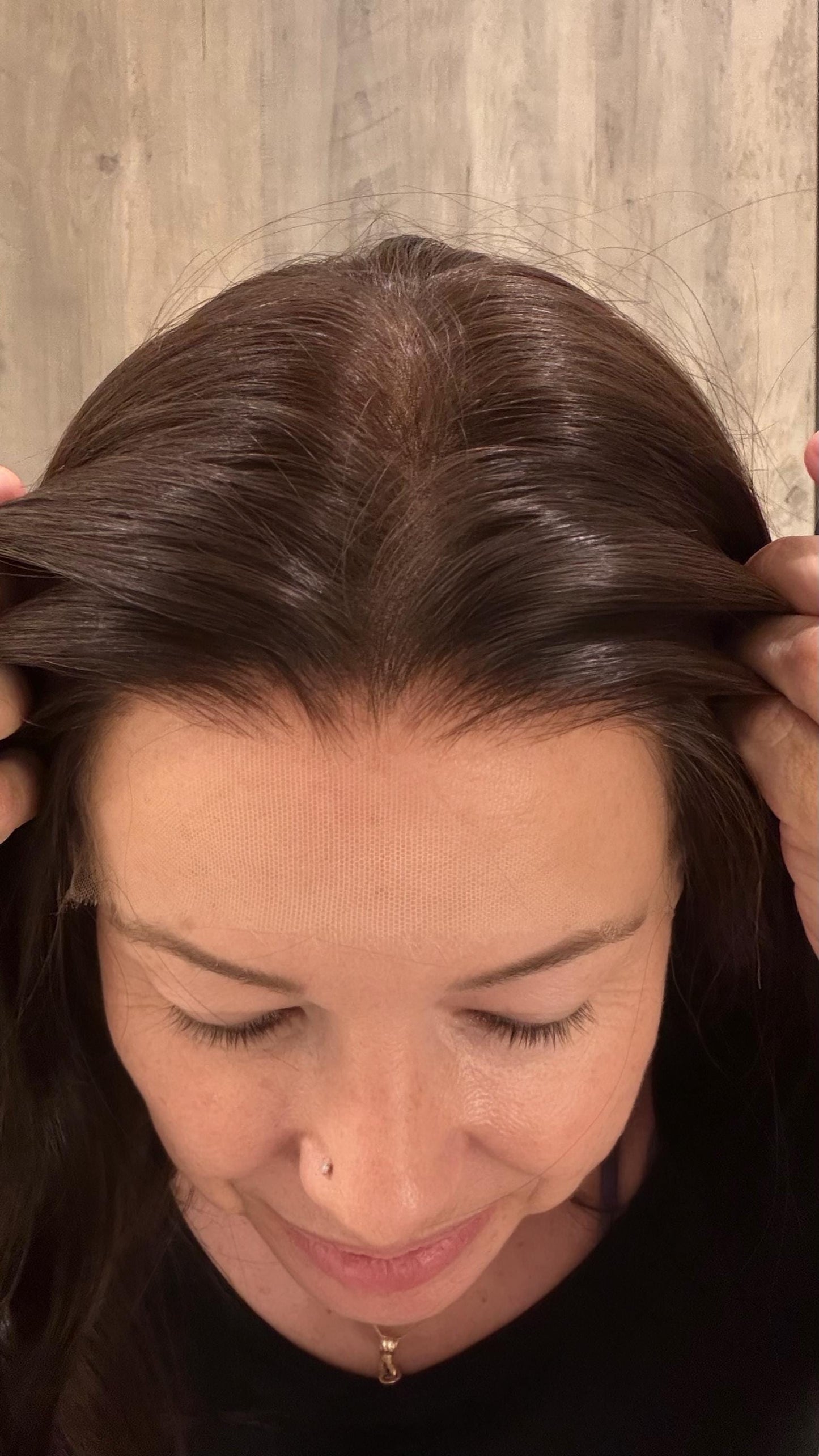 HELENA 9x9 clipless 360 Brazilian human hair topper| Brown Balayage, lace front Glueless Halo Attachment, Clipless, color customization