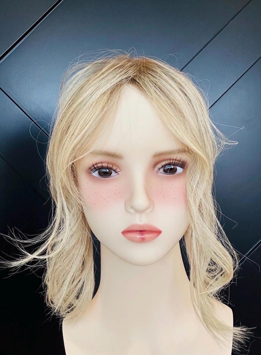 Human Hair T-Shaped Hairline Topper 2x6 + 3x2 | Halo | Receding Hairline | Thinning Hair & Alopecia | 12" | ANABEL Final Sale