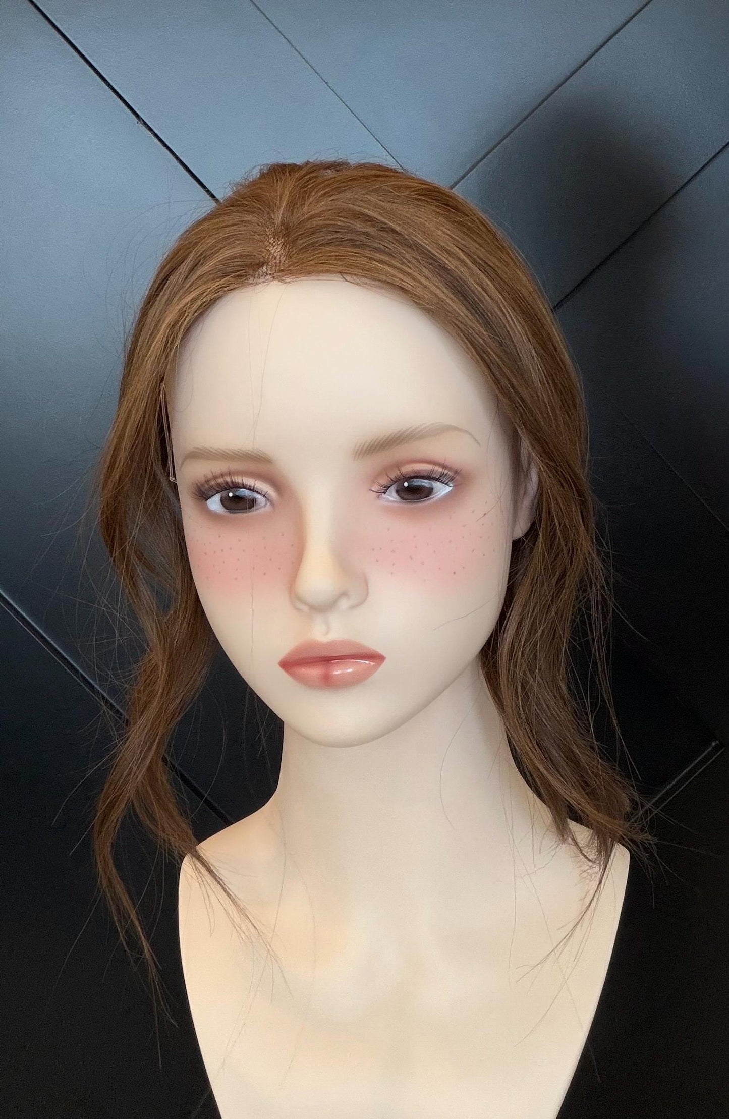 Human Hair T-Shaped Hairline Topper 2x6 + 3x2 | Halo | Receding Hairline | Thinning Hair & Alopecia | 12" | ANABEL Final Sale