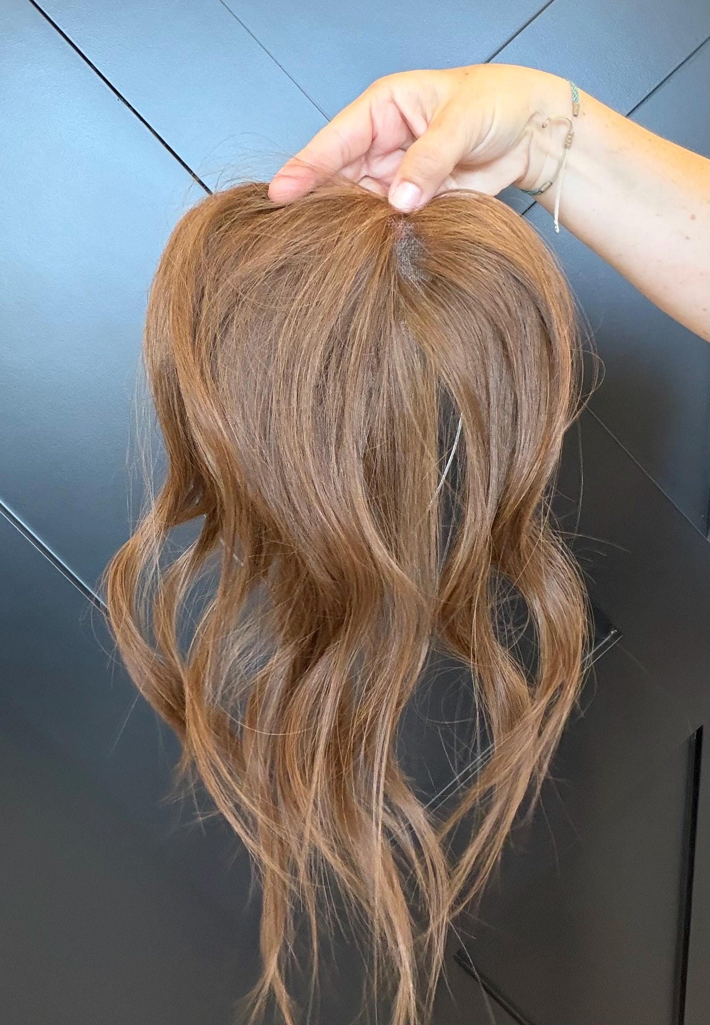Human Hair T-Shaped Hairline Topper 2x6 + 3x2 | Halo | Receding Hairline | Thinning Hair & Alopecia | 12" | ANABEL Final Sale