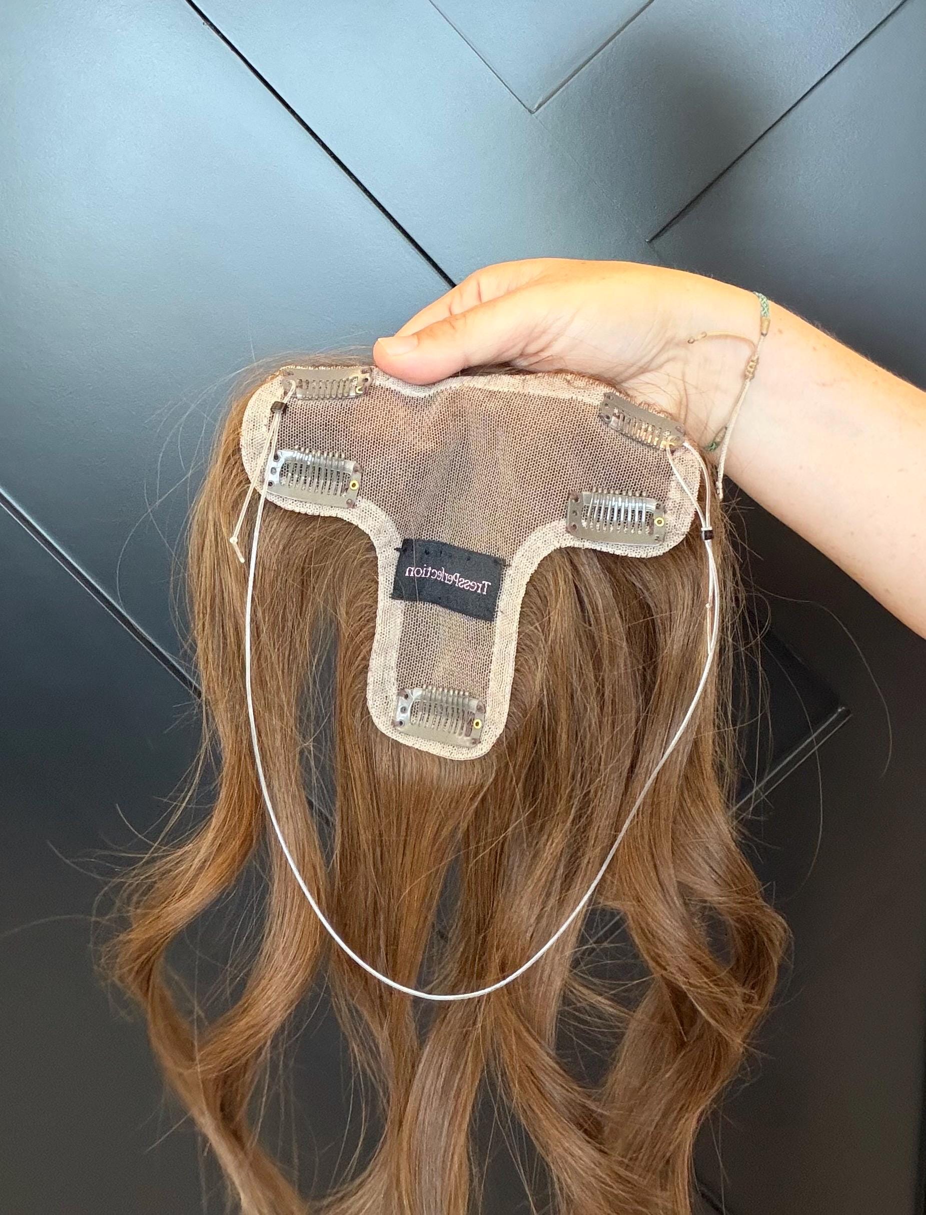 Human Hair T-Shaped Hairline Topper 2x6 + 3x2 | Halo | Receding Hairline | Thinning Hair & Alopecia | 12" | ANABEL Final Sale