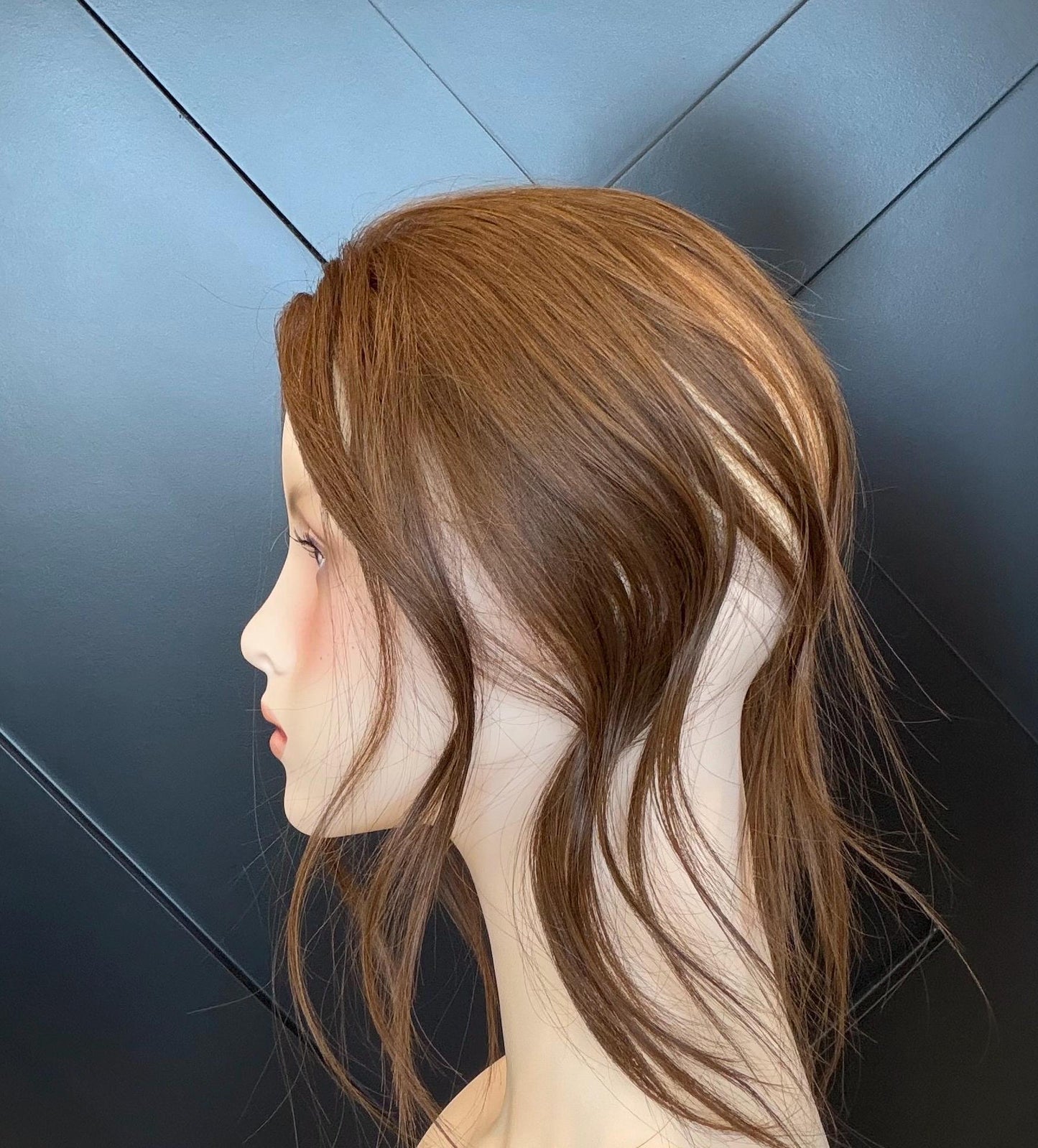 Human Hair T-Shaped Hairline Topper 2x6 + 3x2 | Halo | Receding Hairline | Thinning Hair & Alopecia | 12" | ANABEL Final Sale