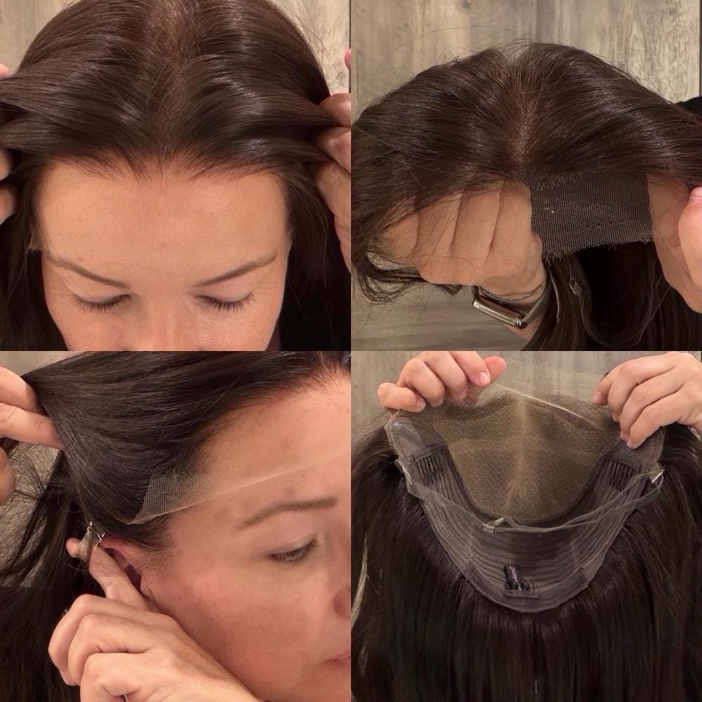 Customization for Jolene 9x9 Clipless European Human Hair Topper | 5x5 Lace front topper, 14" Natural Density Expedite shipping