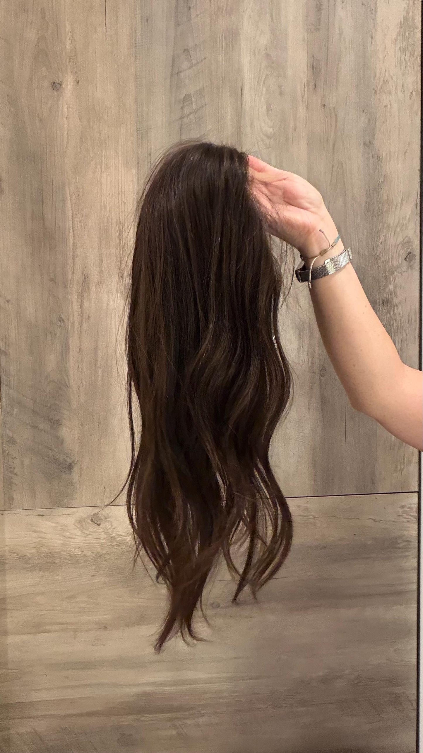 DIANA 9x9 Clipless European Human Hair Topper | 5x5 Lace front topper, Dark Brown, 16-24”, color customization available