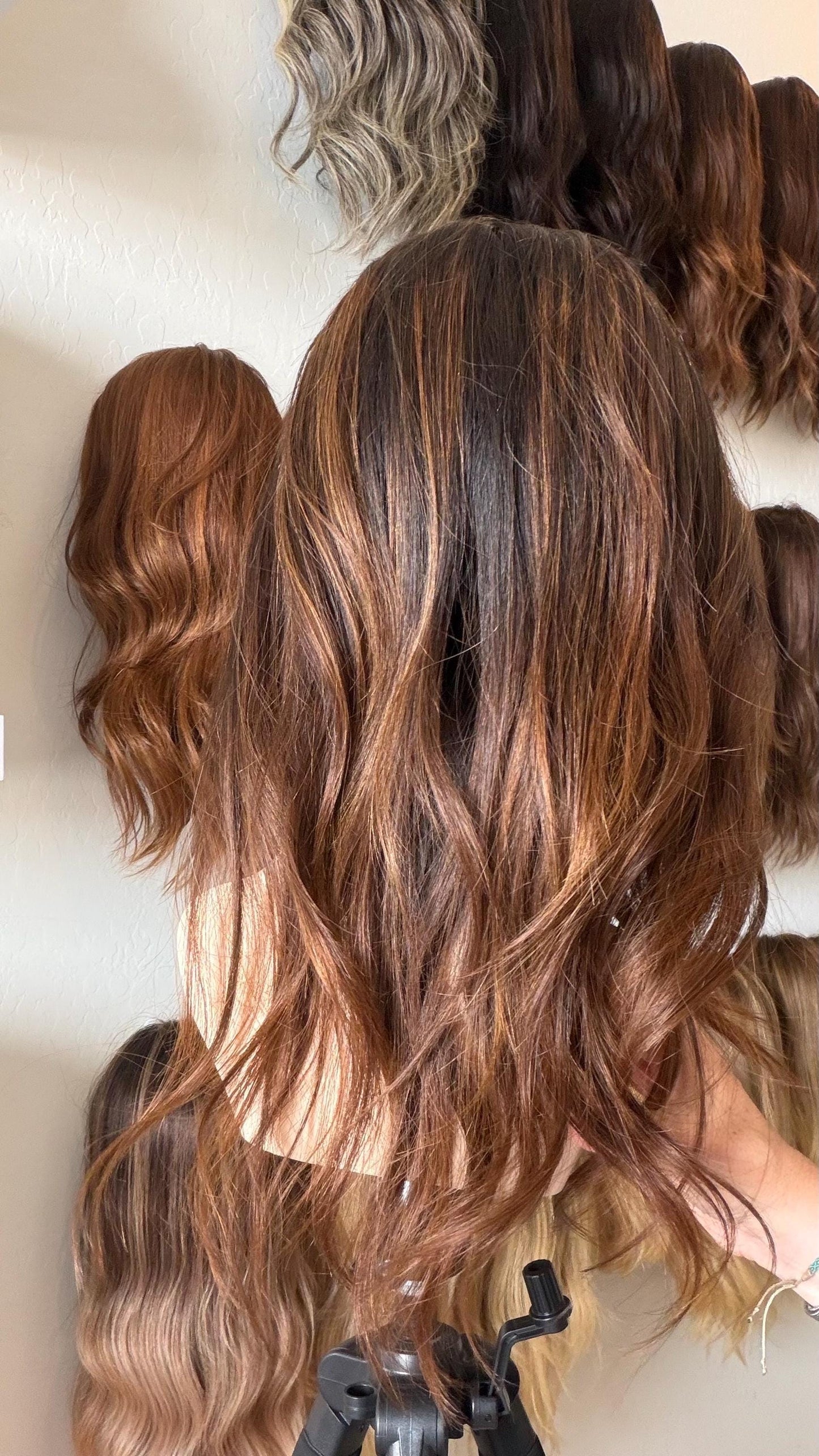 HELENA 9x9 clipless 360 Brazilian human hair topper| Brown Balayage, lace front Glueless Halo Attachment, Clipless, color customization