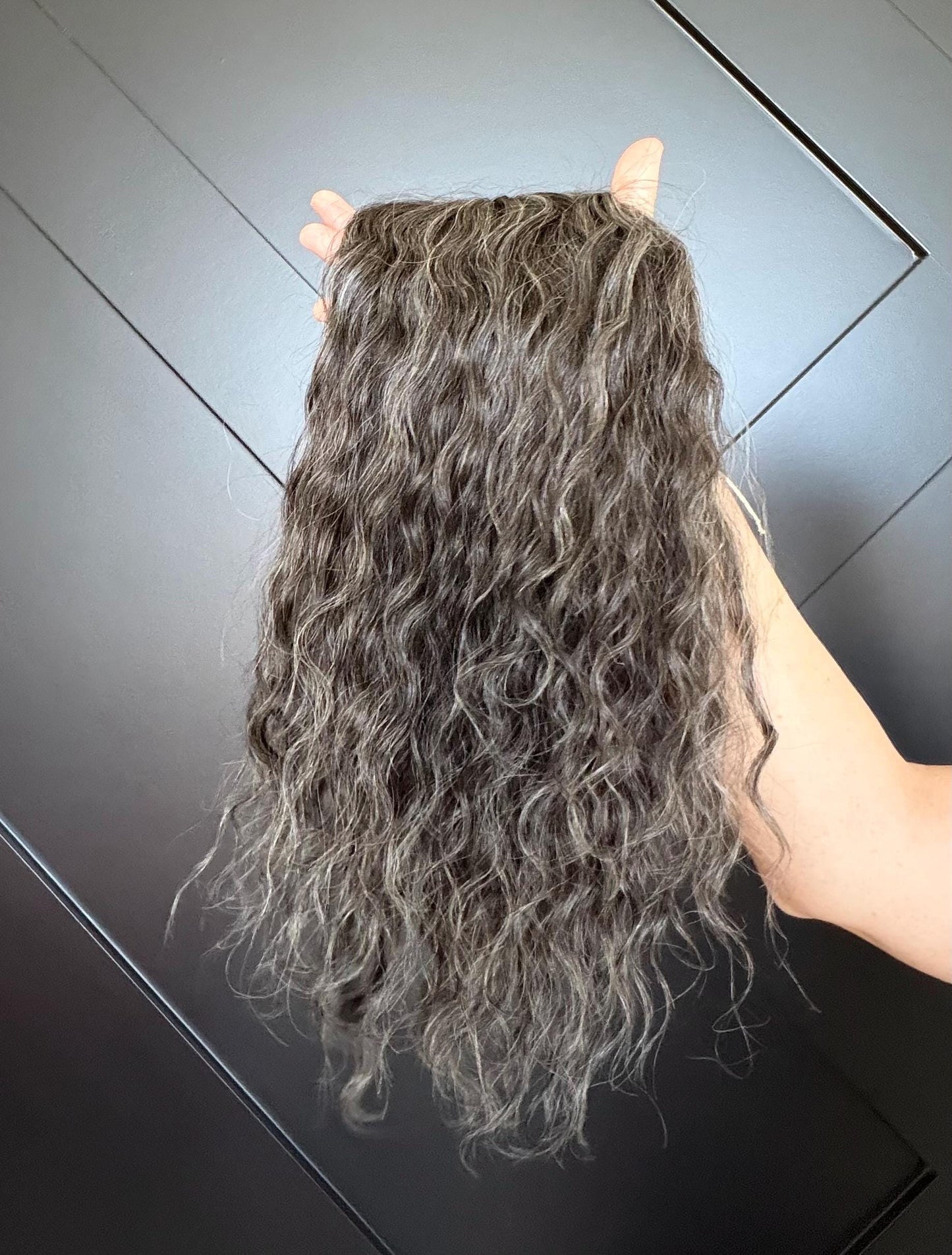 Human Hair Hairline Topper 4.5x10 | Cranial Prosthesis |perm 2A-2B Curls | Mono with lace front| Halo + Clips | High Density | JULIA