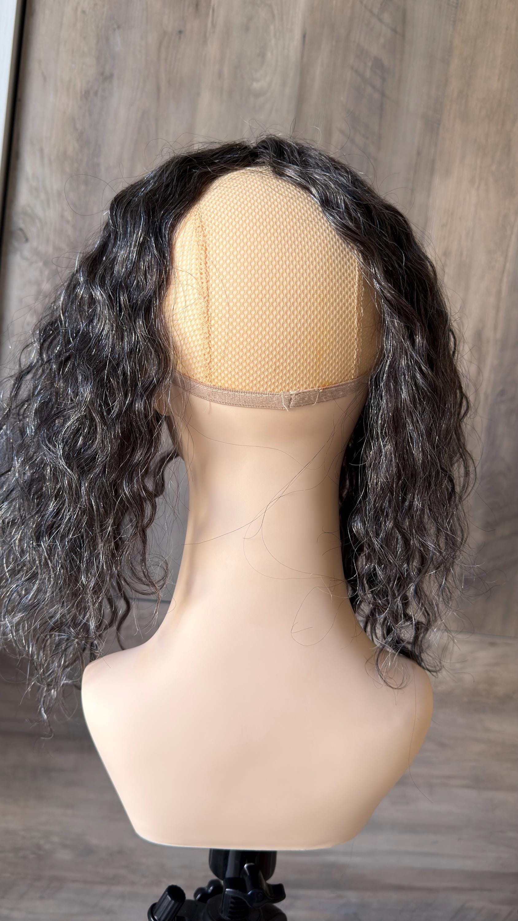 Human Hair Hairline Topper 4.5x10 | Cranial Prosthesis |perm 2A-2B Curls | Mono with lace front| Halo + Clips | High Density | JULIA