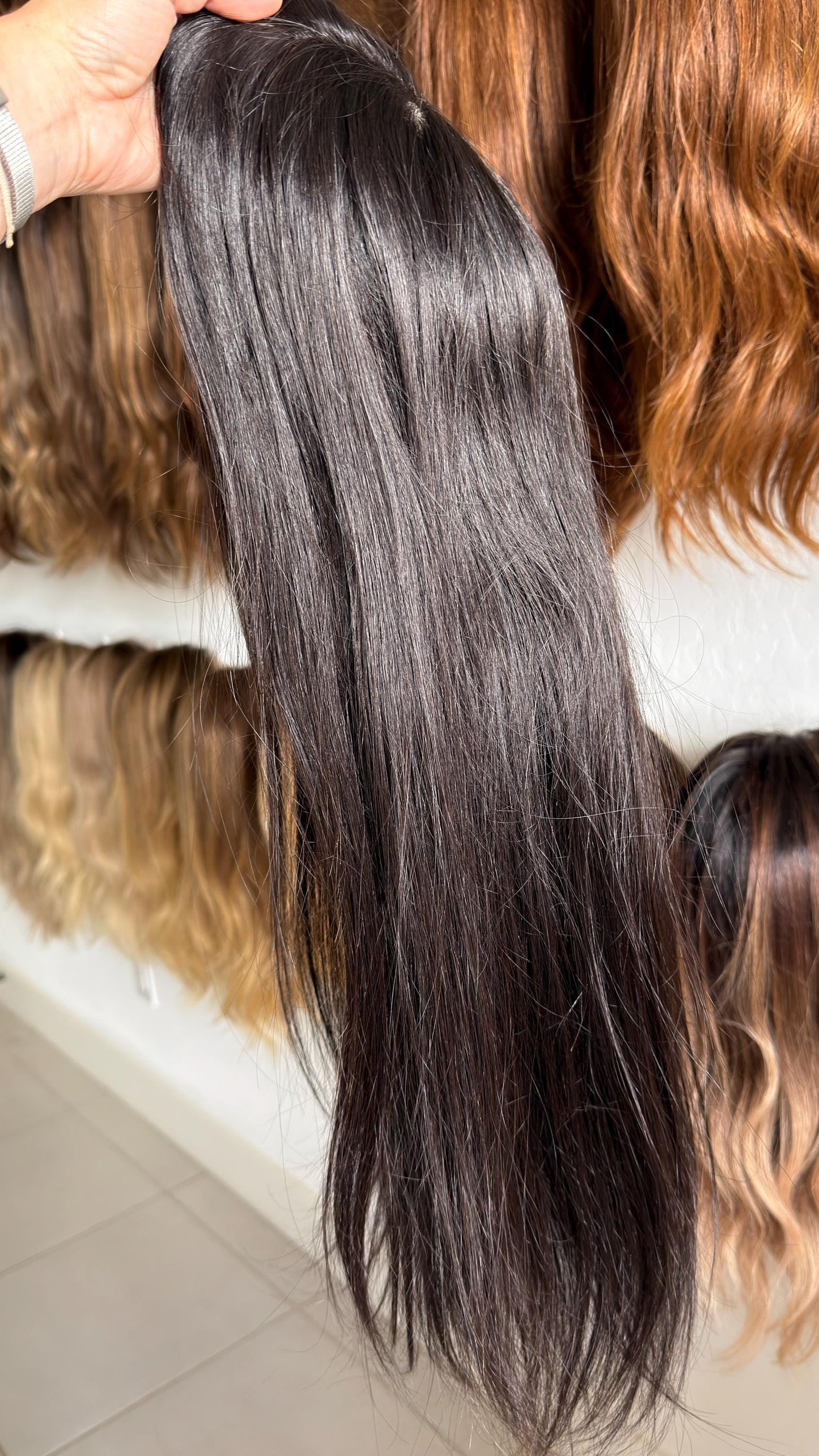 UNIQUE Custom-Made Custom virgin Human Hair Topper | High Density 170gm| HandTied | 20in Length |6x6 silk top Pear shape Natural Black