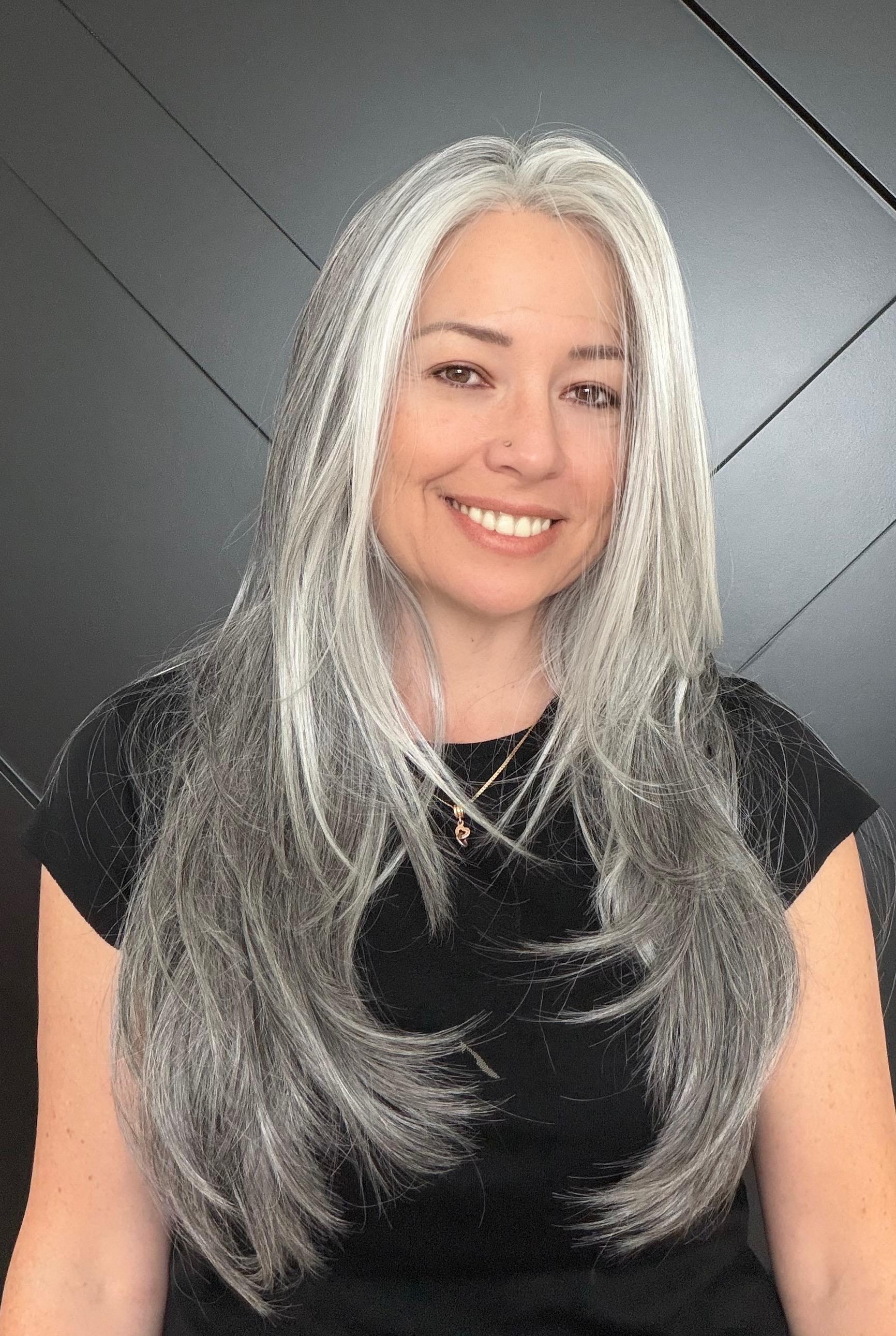 22-30" Lace Front Wig – Heat-Resistant Futura Fiber, Salt and pepper SWISS. Short length available with cut customization free part