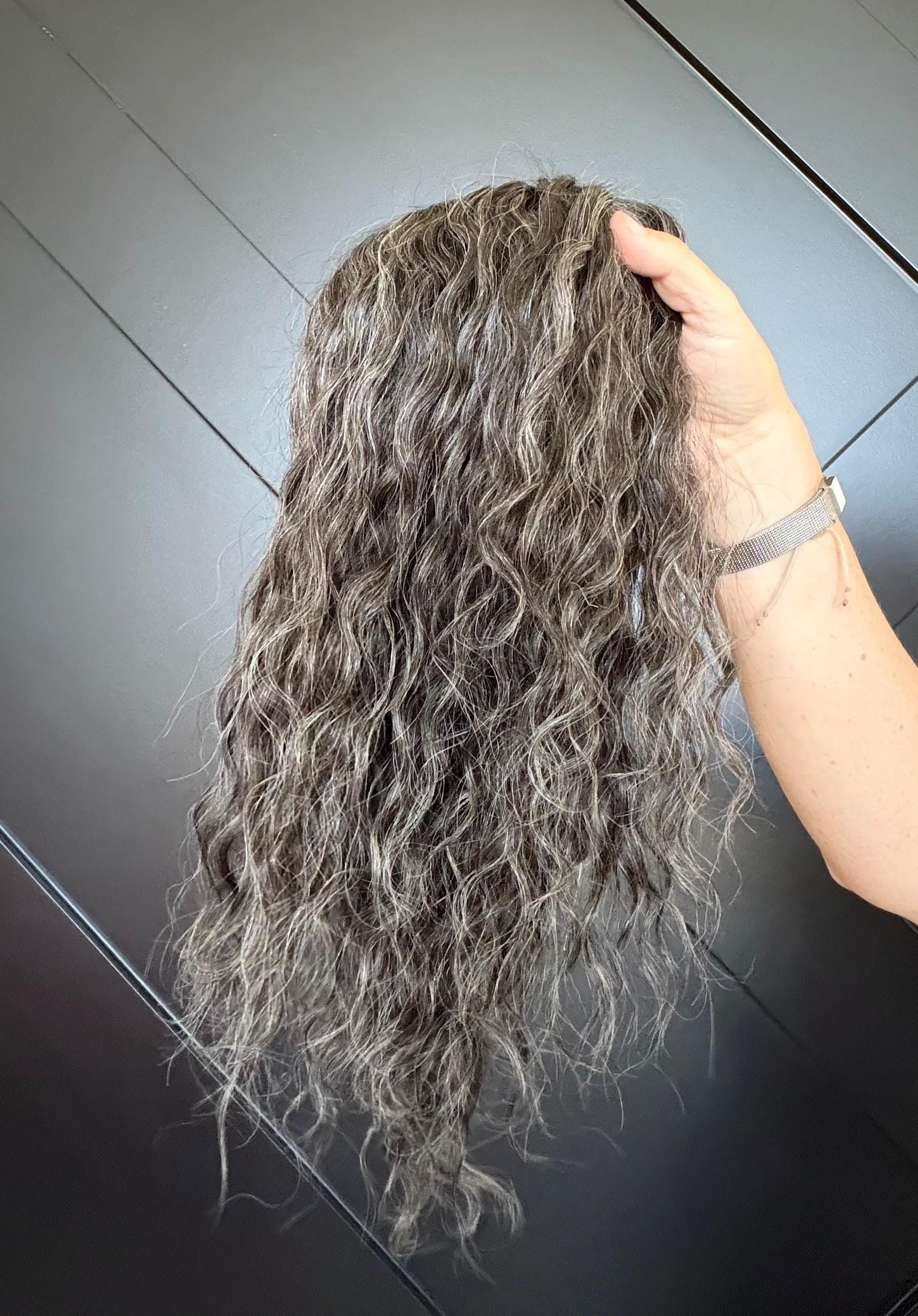Human Hair Hairline Topper 4.5x10 | Cranial Prosthesis |perm 2A-2B Curls | Mono with lace front| Halo + Clips | High Density | JULIA