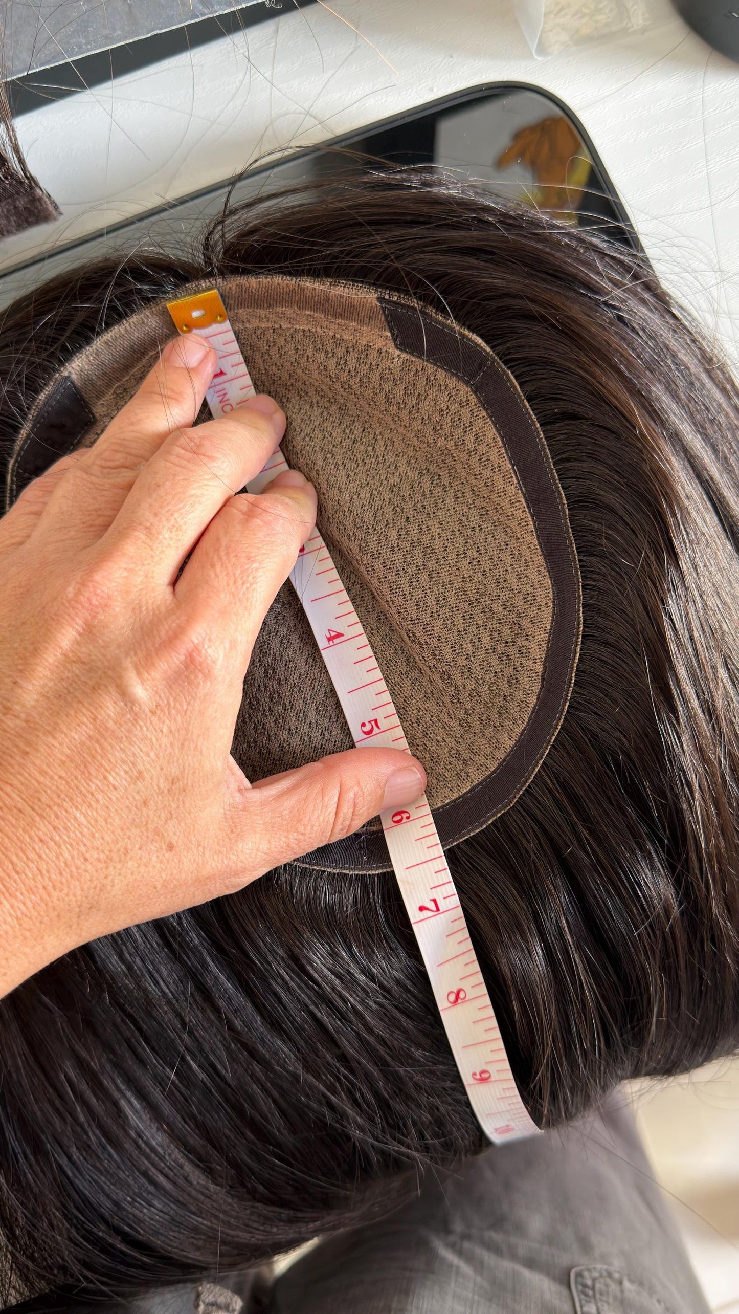 UNIQUE Custom-Made Custom virgin Human Hair Topper | High Density 170gm| HandTied | 20in Length |6x6 silk top Pear shape Natural Black