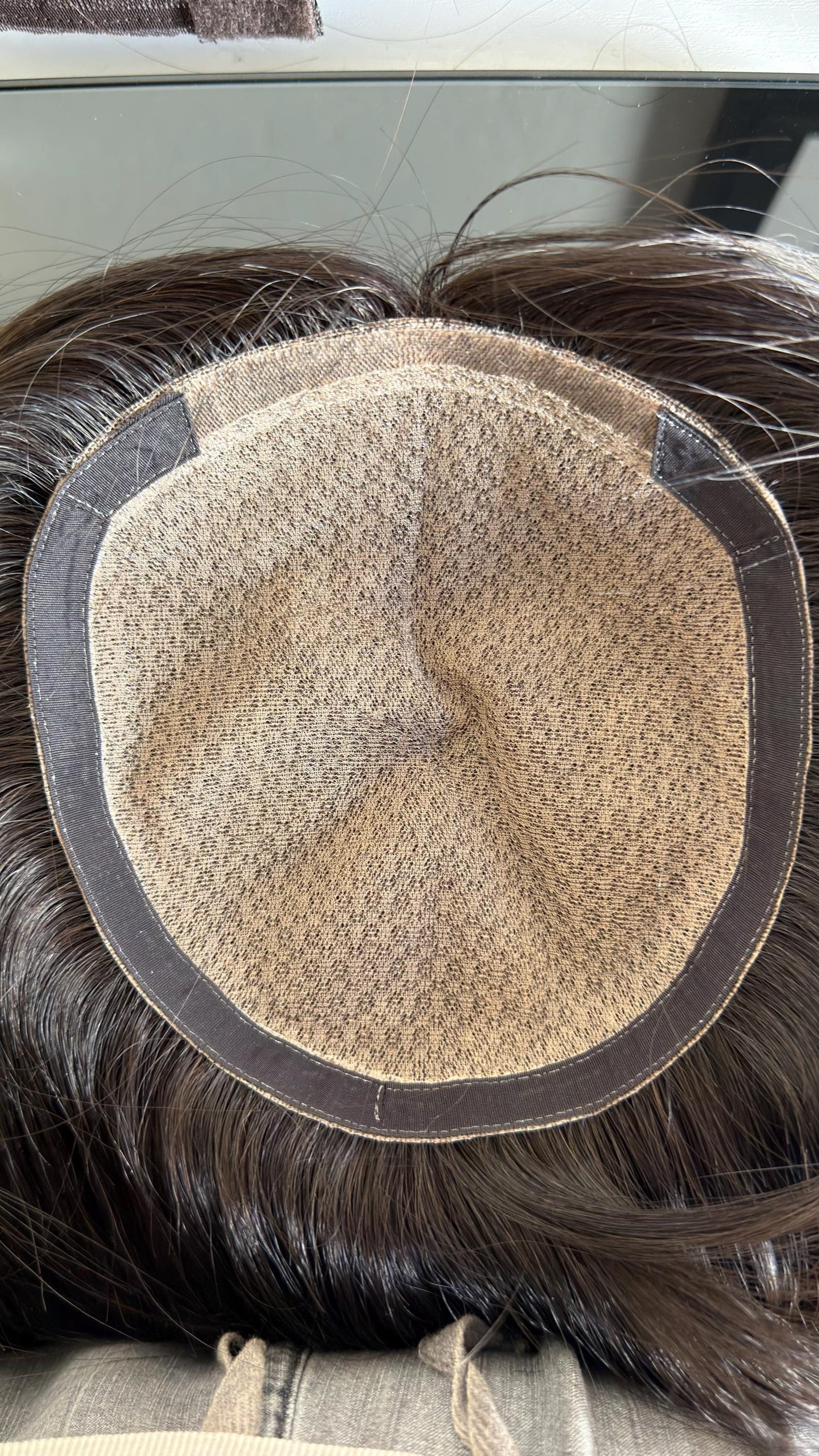 UNIQUE Custom-Made Custom virgin Human Hair Topper | High Density 170gm| HandTied | 20in Length |6x6 silk top Pear shape Natural Black
