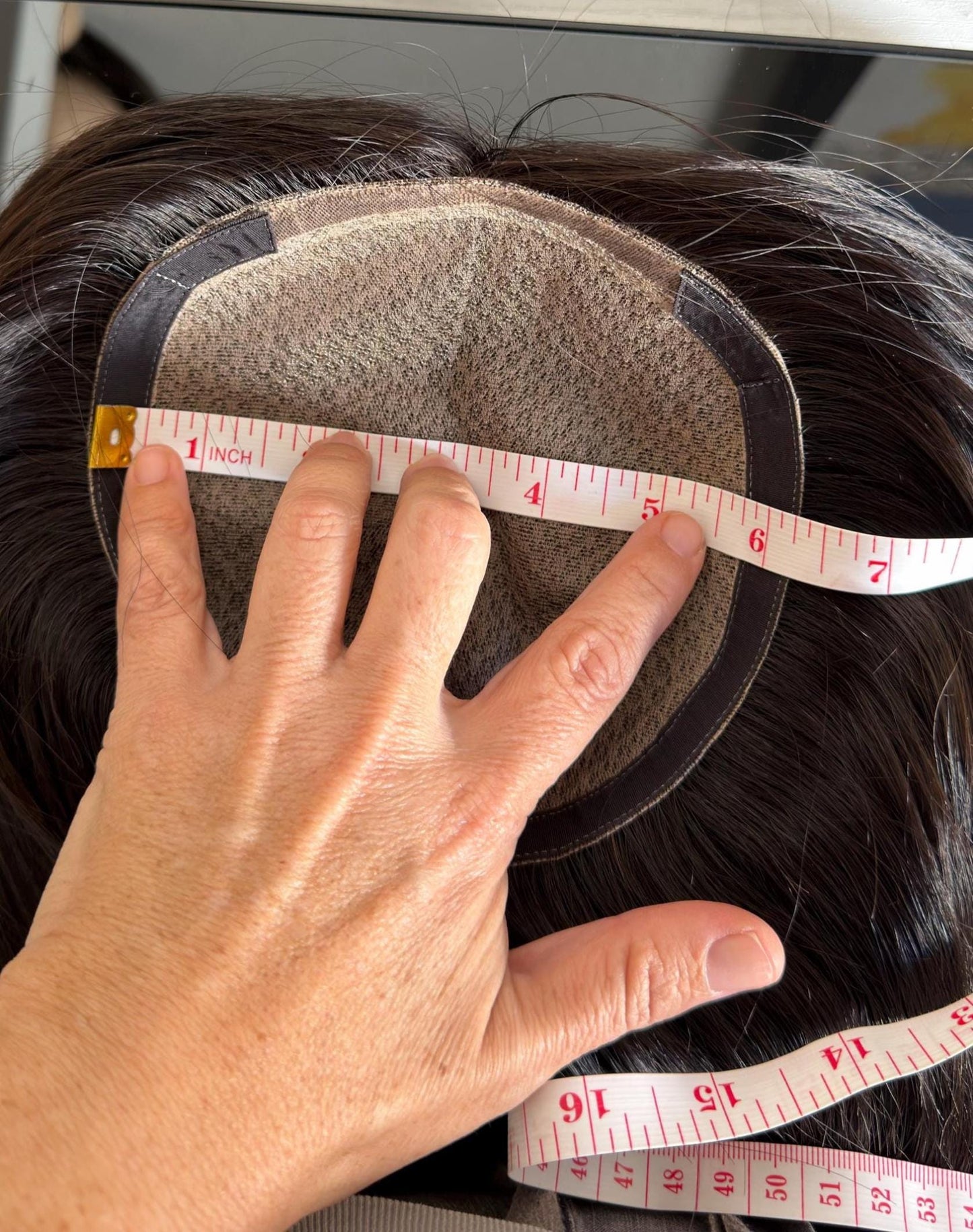 UNIQUE Custom-Made Custom virgin Human Hair Topper | High Density 170gm| HandTied | 20in Length |6x6 silk top Pear shape Natural Black