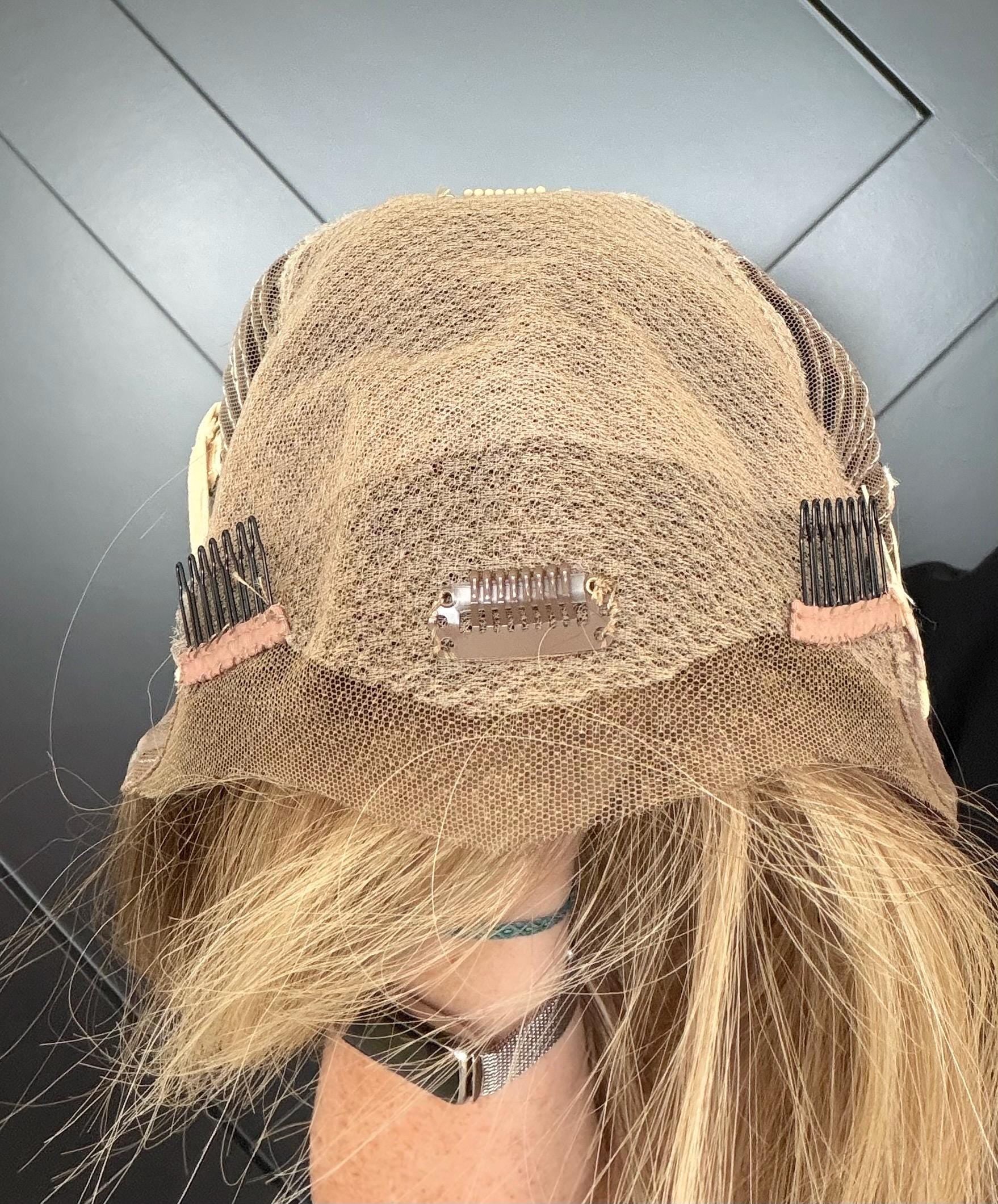 GUMDROP 9x9 Clipless Brazilian Remy Human Hair with Halo | 5x5 Lace Top, ash blonde rooted, 16”, color customization available.