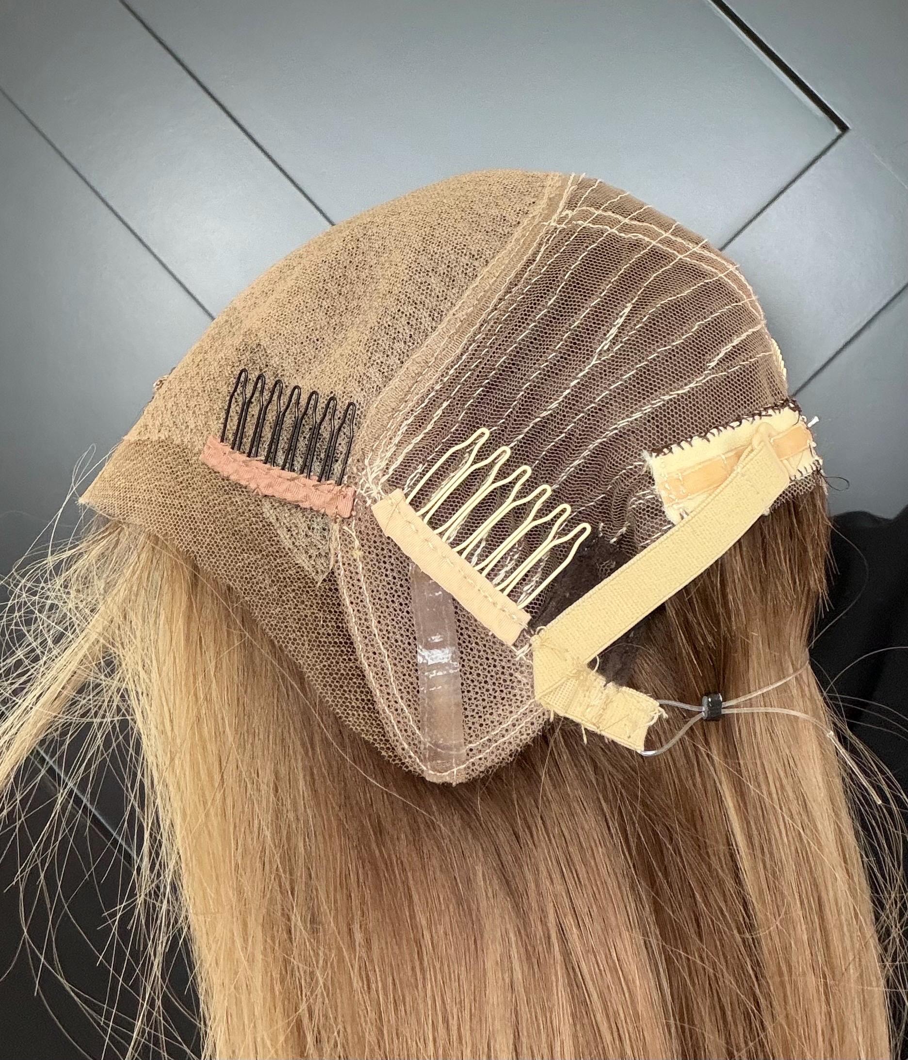 GUMDROP 9x9 Clipless Brazilian Remy Human Hair with Halo | 5x5 Lace Top, ash blonde rooted, 16”, color customization available.