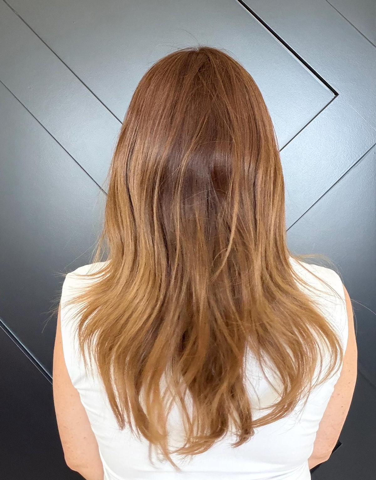 Layered European Remy Human Hair Wig | Medium Density 5x5.5” Lace Top Wig | 18-26” Light Brown with Natural Depth and money pieces MIREYA