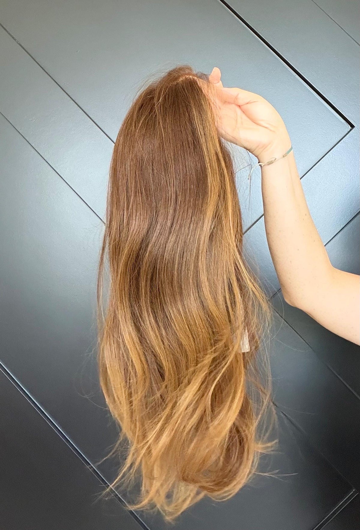 Layered European Remy Human Hair Wig | Medium Density 5x5.5” Lace Top Wig | 18-26” Light Brown with Natural Depth and money pieces MIREYA