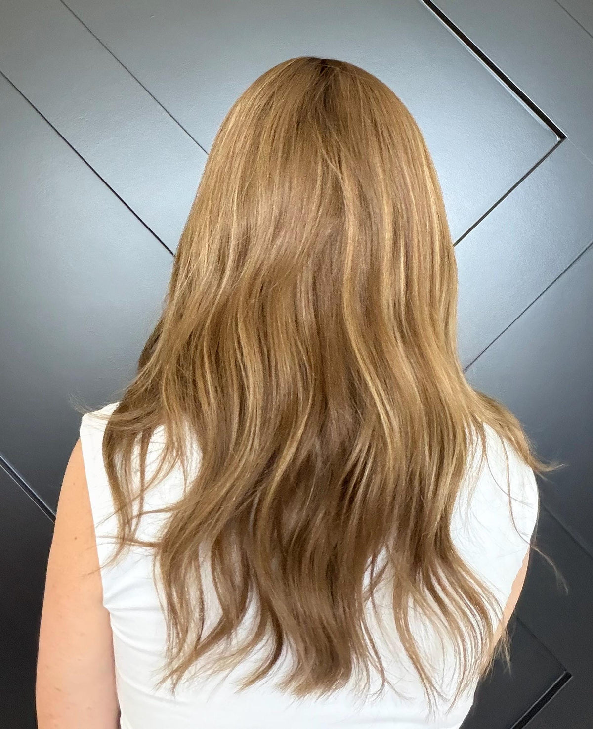 Layered European Remy Human Hair Wig Diamond net | Bleached knots Natural Frontal Caramel Brown Balayage Lace Top 18”-26” CORNELL