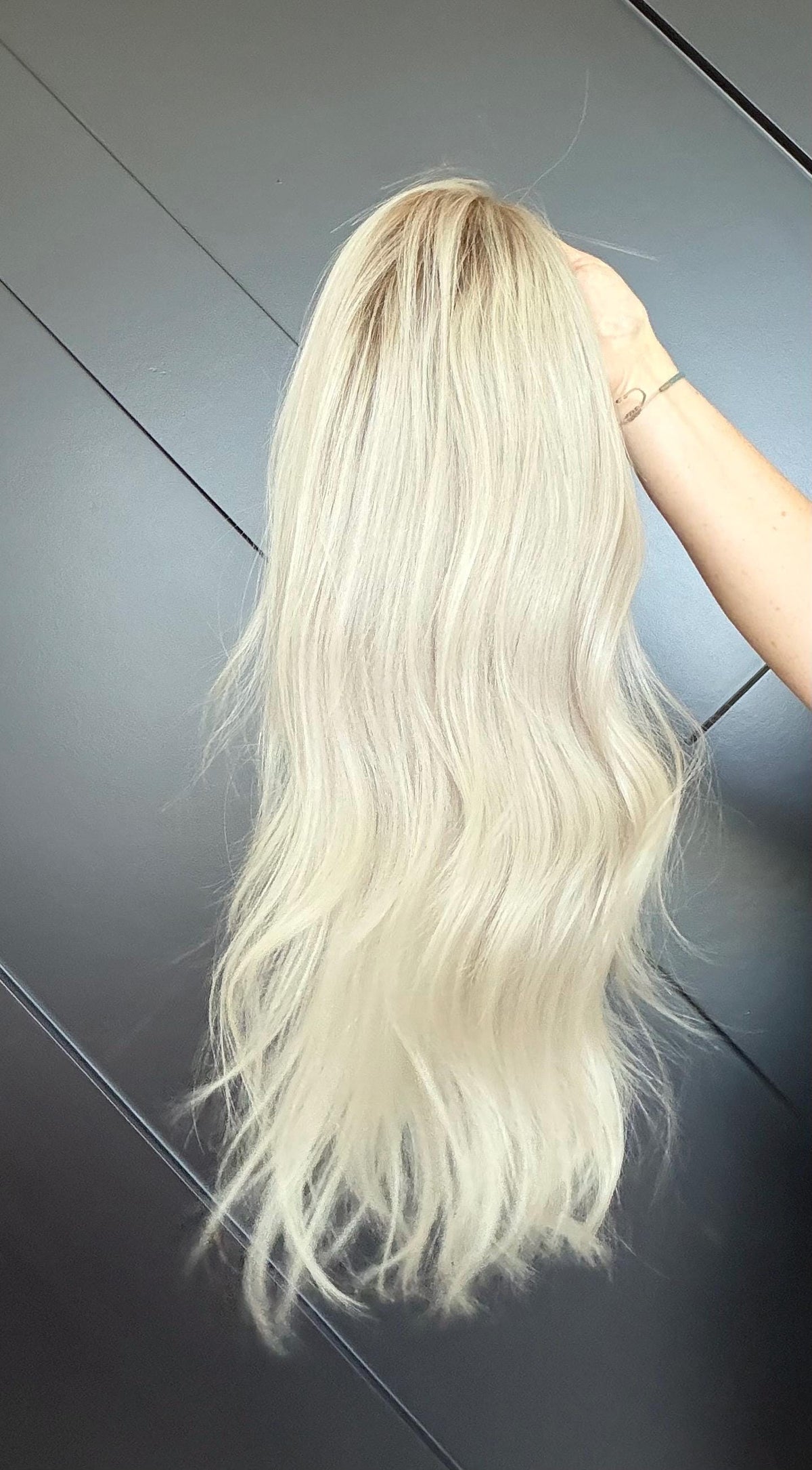 European Human Hair Lace Front Wig | Ash Blonde Melt with Shadow Root | HD Lace | Bleached Knots | Medium Density | Hair Loss Wig SORELLE