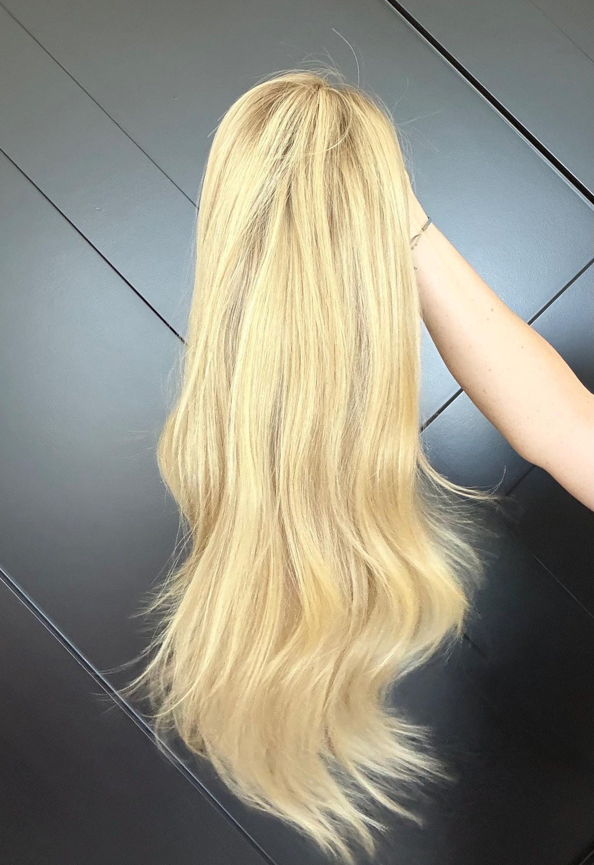 European Human Hair Wig | HD Lace Front Wig | Blonde Balayage with Shadow Root | Bleached Knots | Natural Frontal | Medium Density CELISSE