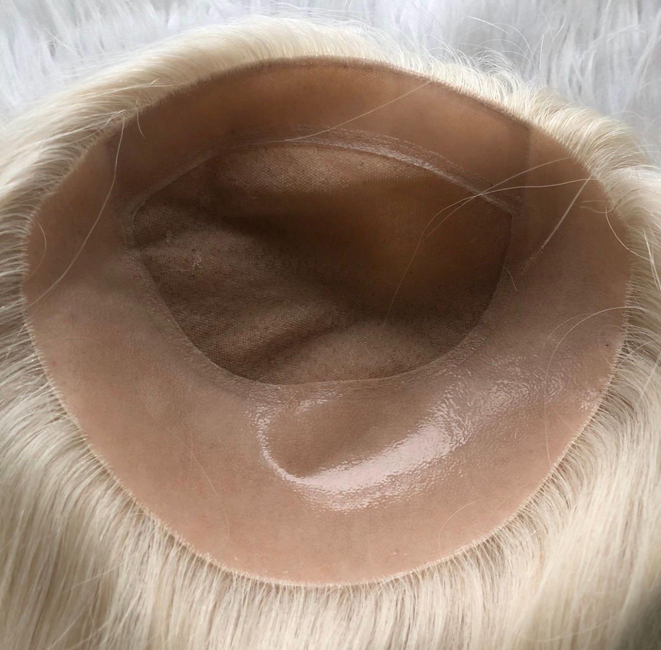 SHARI Custom-Made European or Mongolian Human Hair Topper 22" | Glue-On |8x8 silk top with PU | hand tied Hairpiece High density 220gm