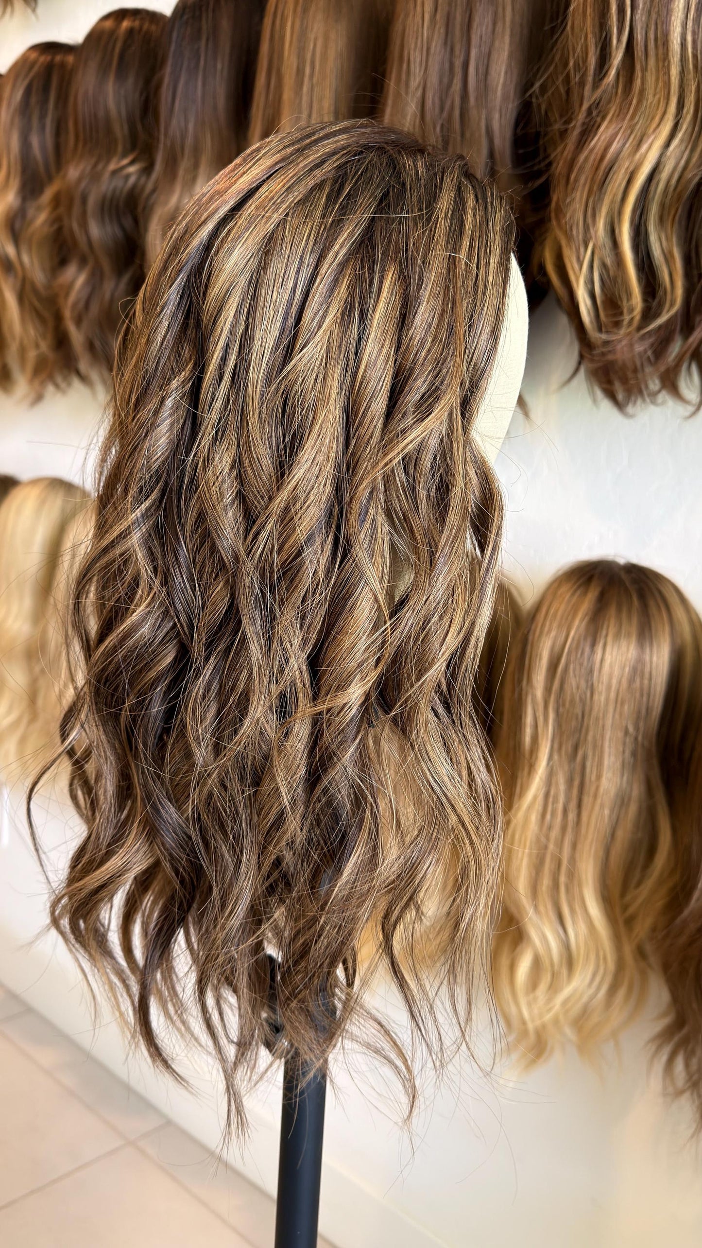 ROSARIO 9x9 clipless 360 Brazilian human hair topper| Brown w highlights, closed laced Halo Attachment, Clipless, silk liner 18-24”