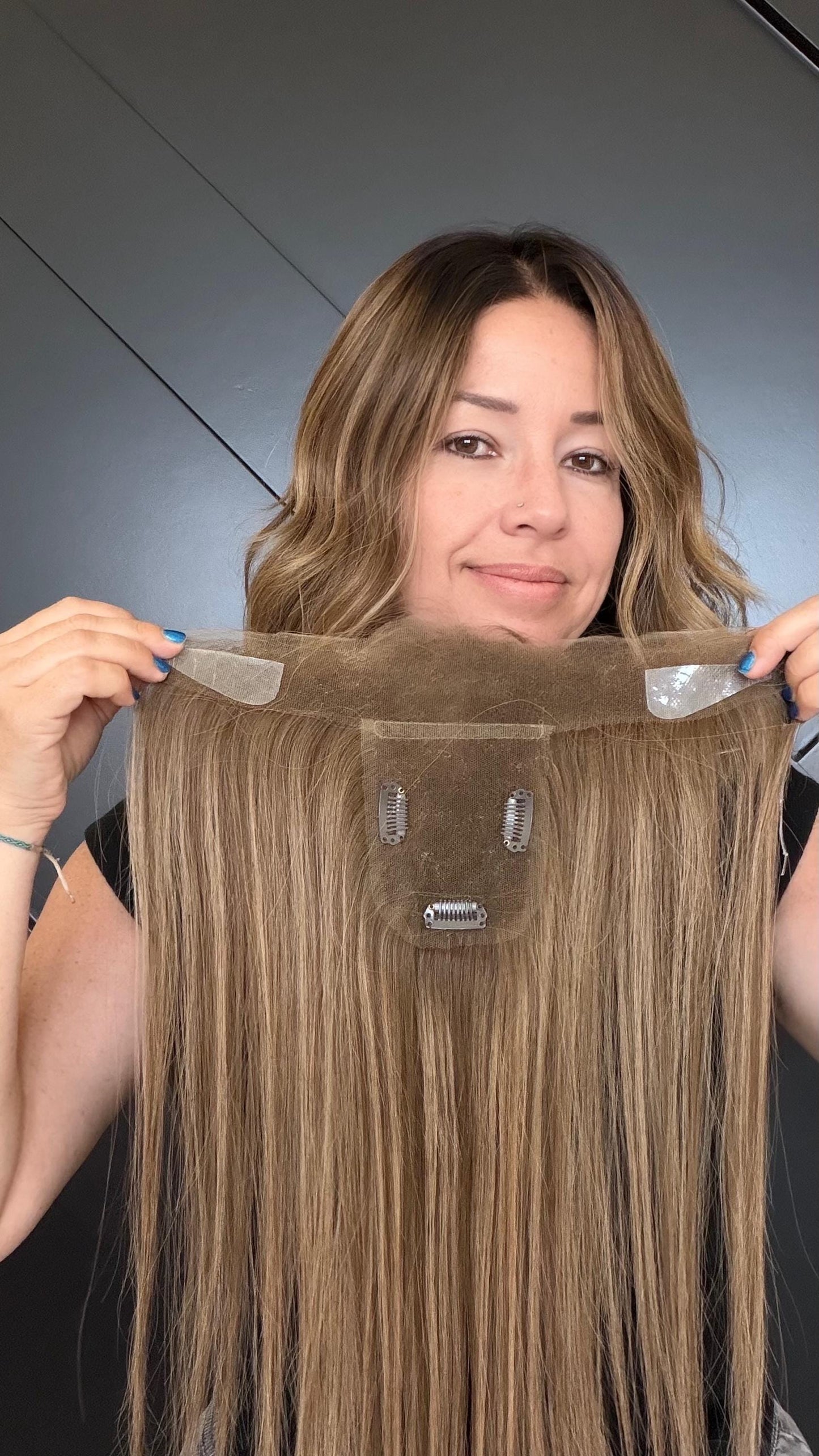 Human Hair T-crown T-Shaped Brazilian Hairline Topper 2x11 + 4x3 deep base | Halo Receding Hairline Thinning Hair & Alopecia |10”-16” CHACHI