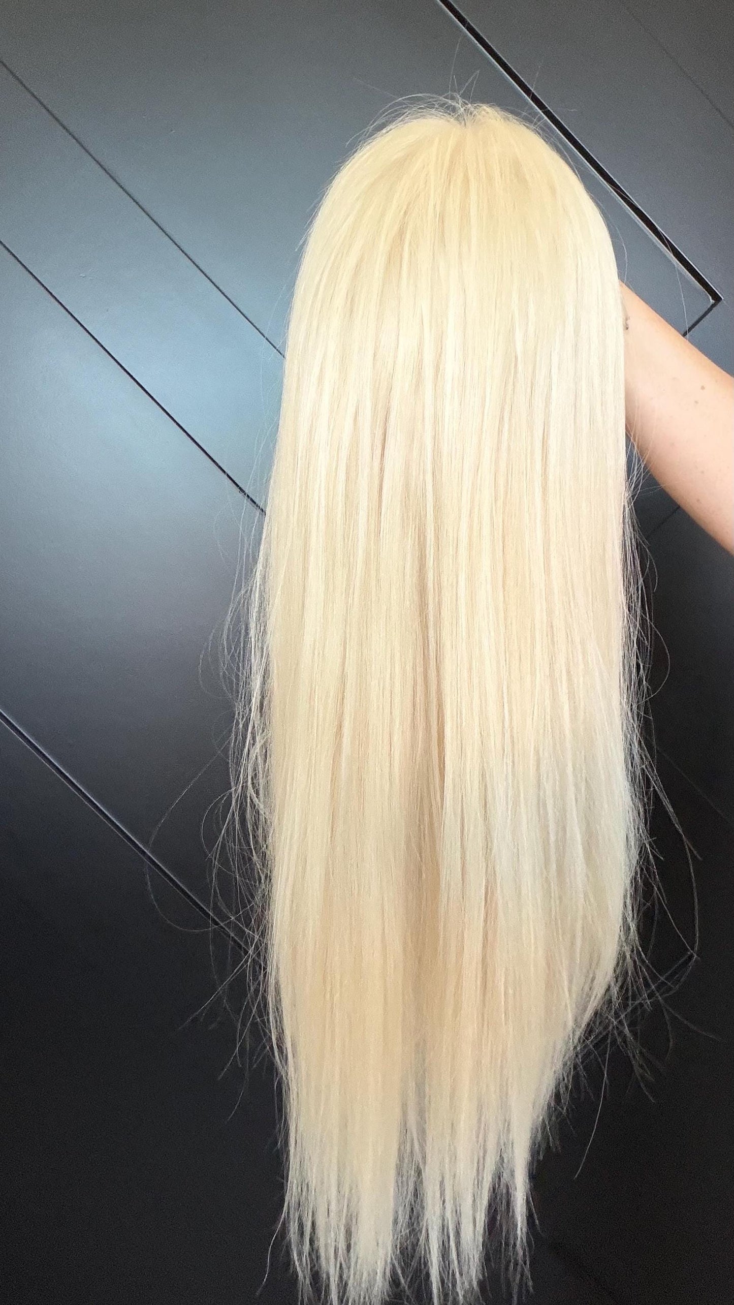 SHARI Custom-Made European or Mongolian Human Hair Topper 22" | Glue-On |8x8 silk top with PU | hand tied Hairpiece High density 220gm