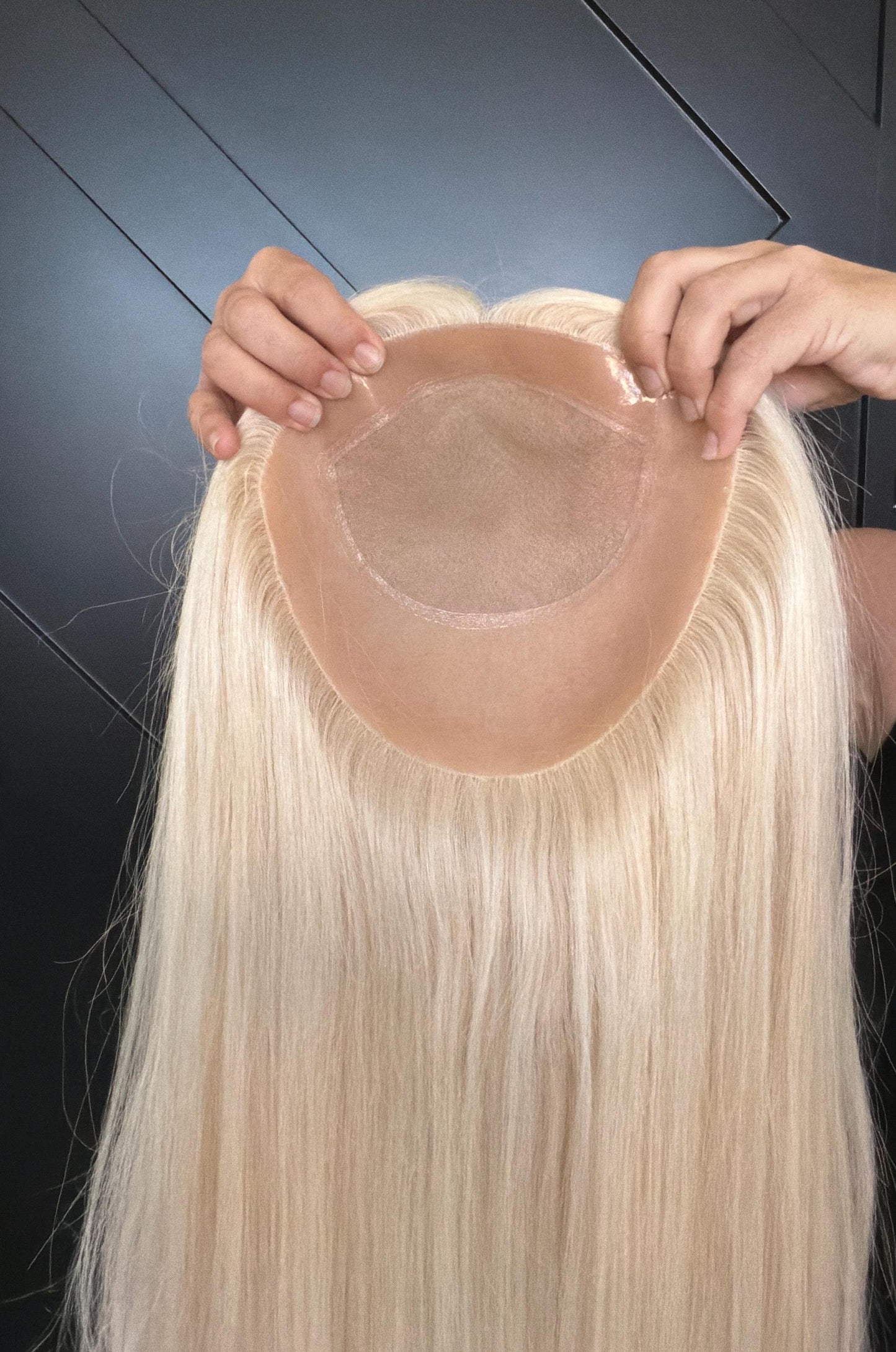 SHARI Custom-Made European or Mongolian Human Hair Topper 22" | Glue-On |8x8 silk top with PU | hand tied Hairpiece High density 220gm