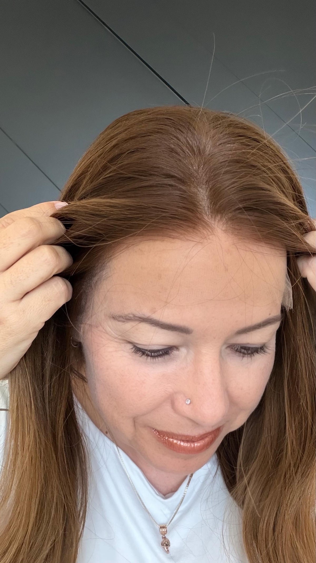 Layered European Remy Human Hair Wig | Medium Density 5x5.5” Lace Top Wig | 18-26” Light Brown with Natural Depth and money pieces MIREYA