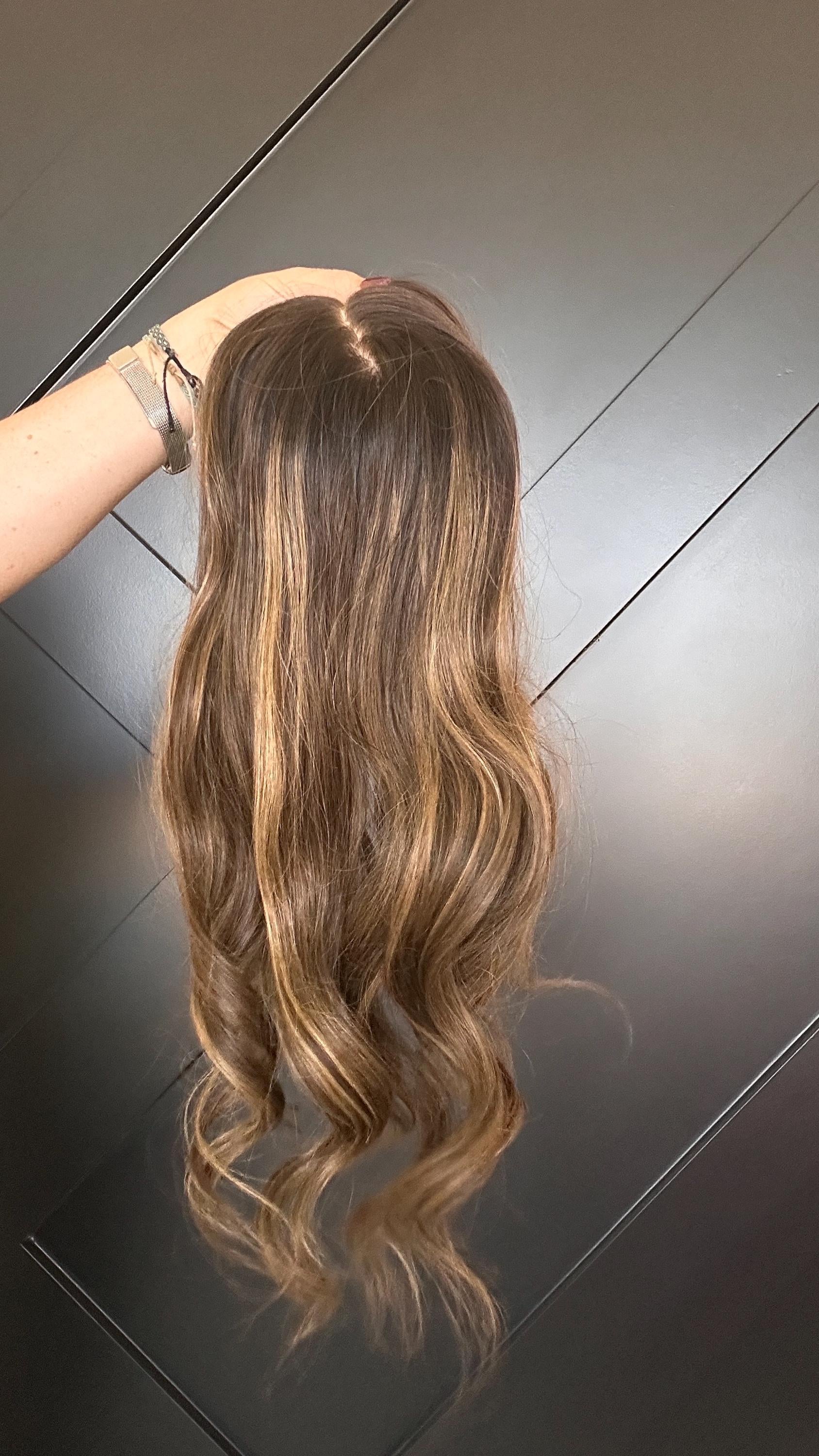 MELODY 14-22” Custom-Made Brazilian Hair Topper Custom Premium Human Hair Topper – 8x8 Silk Top, Double Drawn, medium Density