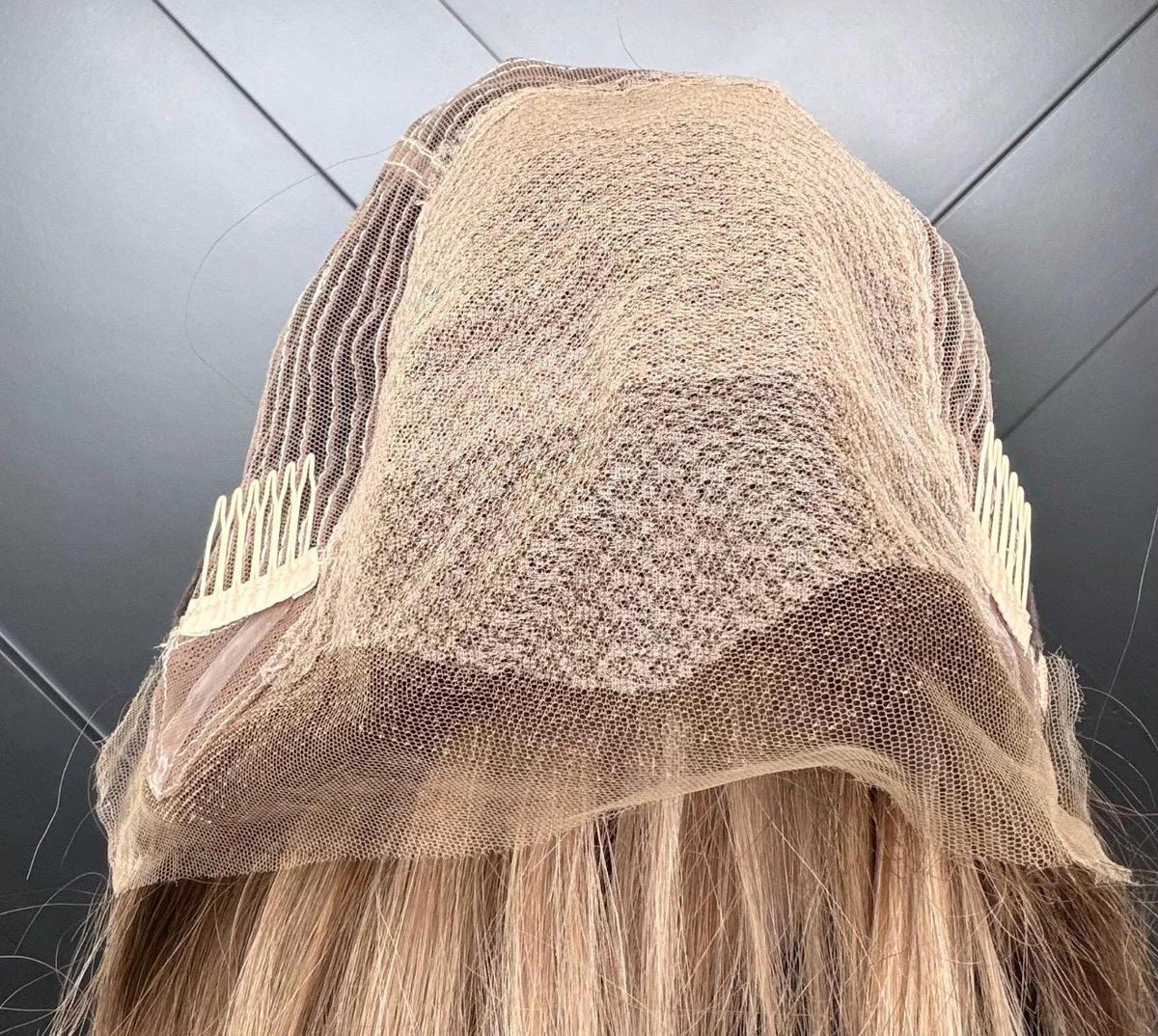 Blended Blonde 16” Human Hair Wig | 180% Density | Realistic Silk Top | Hand-Tied, Soft Waves Wig for Natural Look