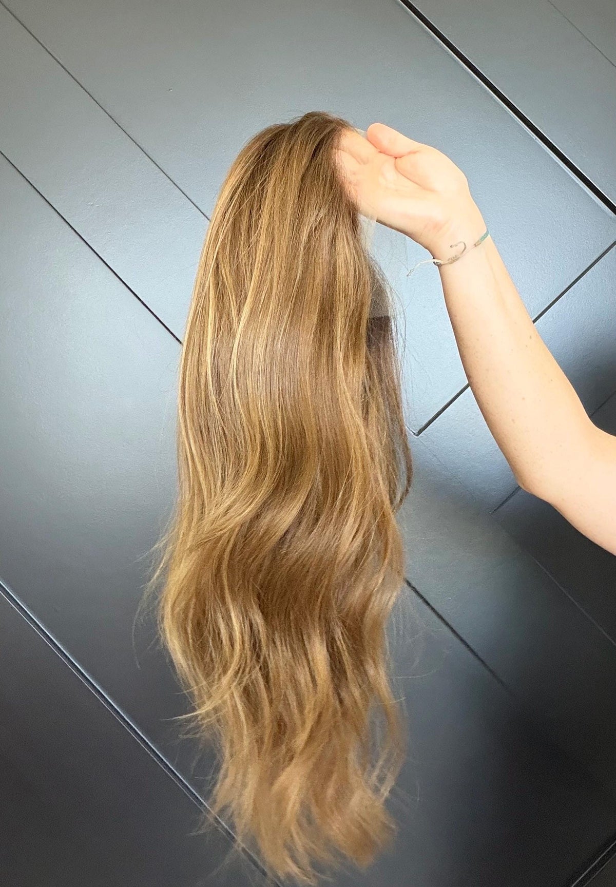 Layered European Remy Human Hair Wig Diamond net | Bleached knots Natural Frontal Caramel Brown Balayage Lace Top 18”-26” CORNELL