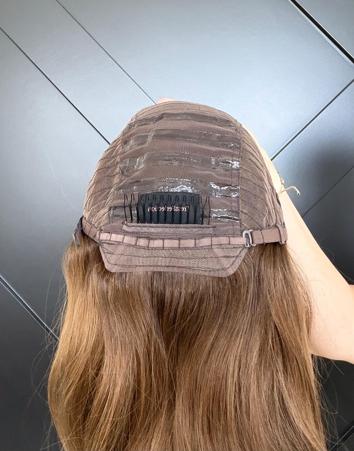 Layered European Remy Human Hair Wig Diamond net | Bleached knots Natural Frontal Caramel Brown Balayage Lace Top 18”-26” CORNELL
