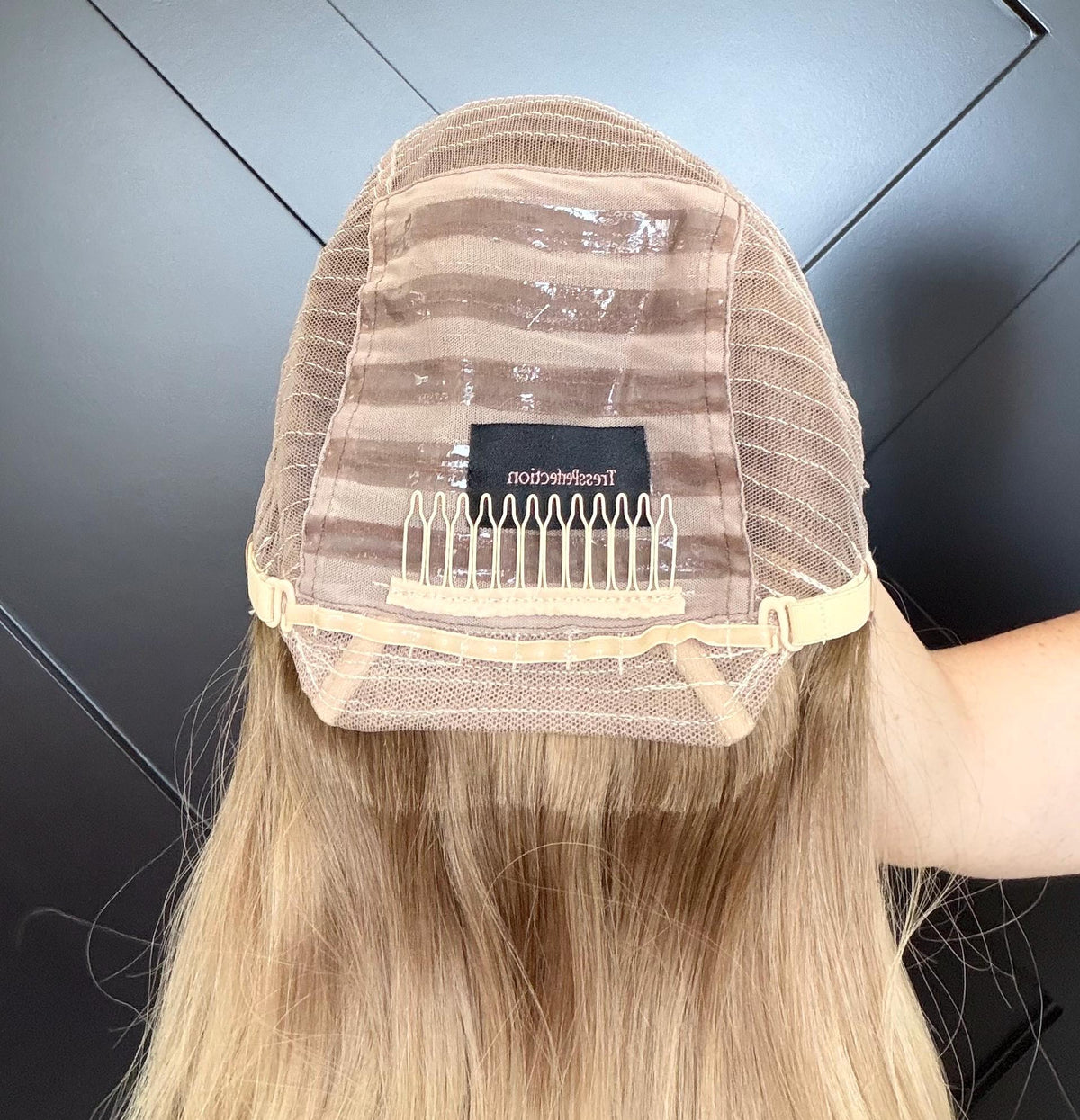 Brazilian Human Hair Wig Honey Beige Blonde Wig with Shadow Root | Lace Front Wig | Natural Frontal | Soft Layered Mid Length Wig MARIVELLE