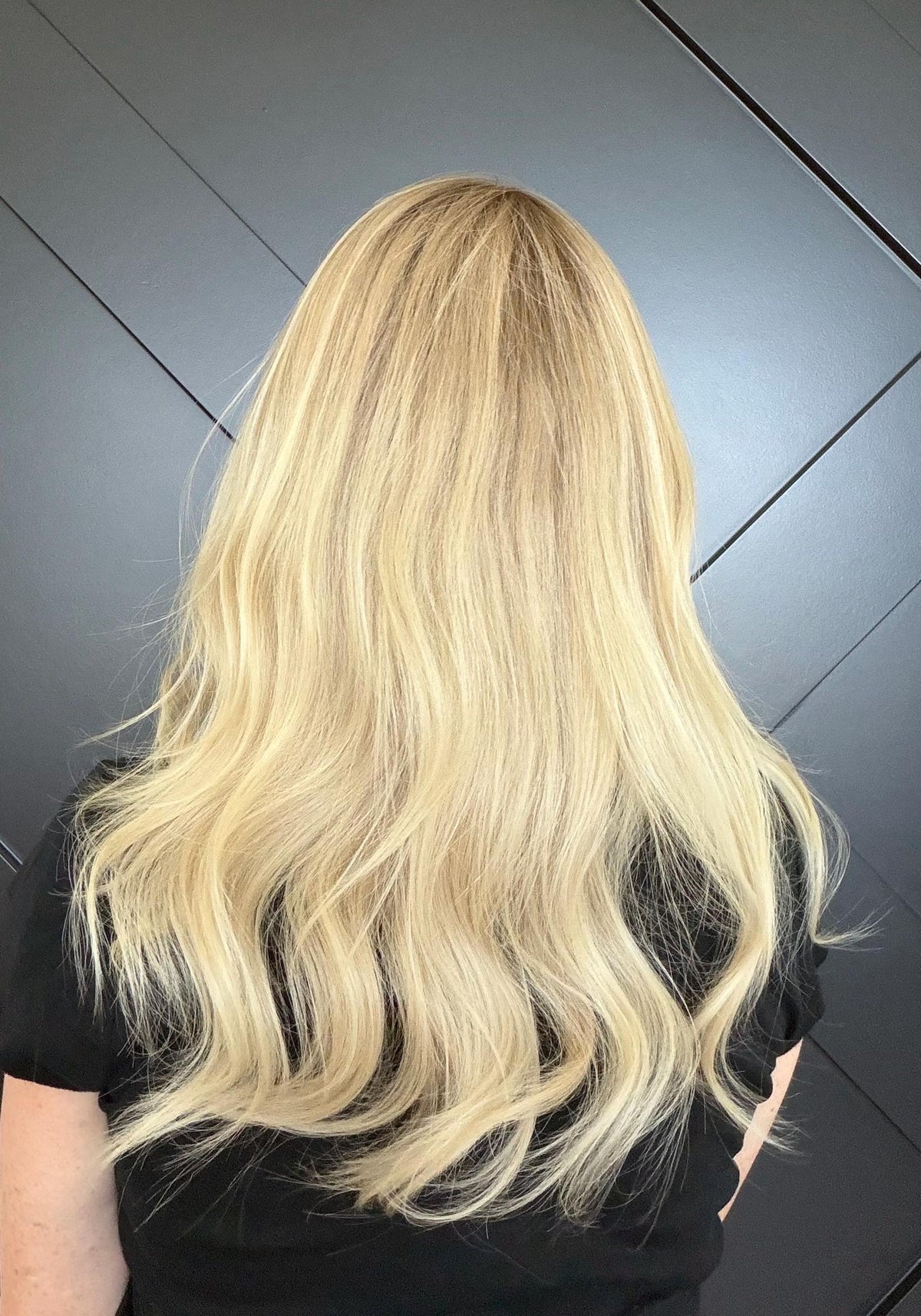 Brazilian Human Hair Wig Honey Beige Blonde Wig with Shadow Root | Lace Front Wig | Natural Frontal | Soft Layered Mid Length Wig MARIVELLE