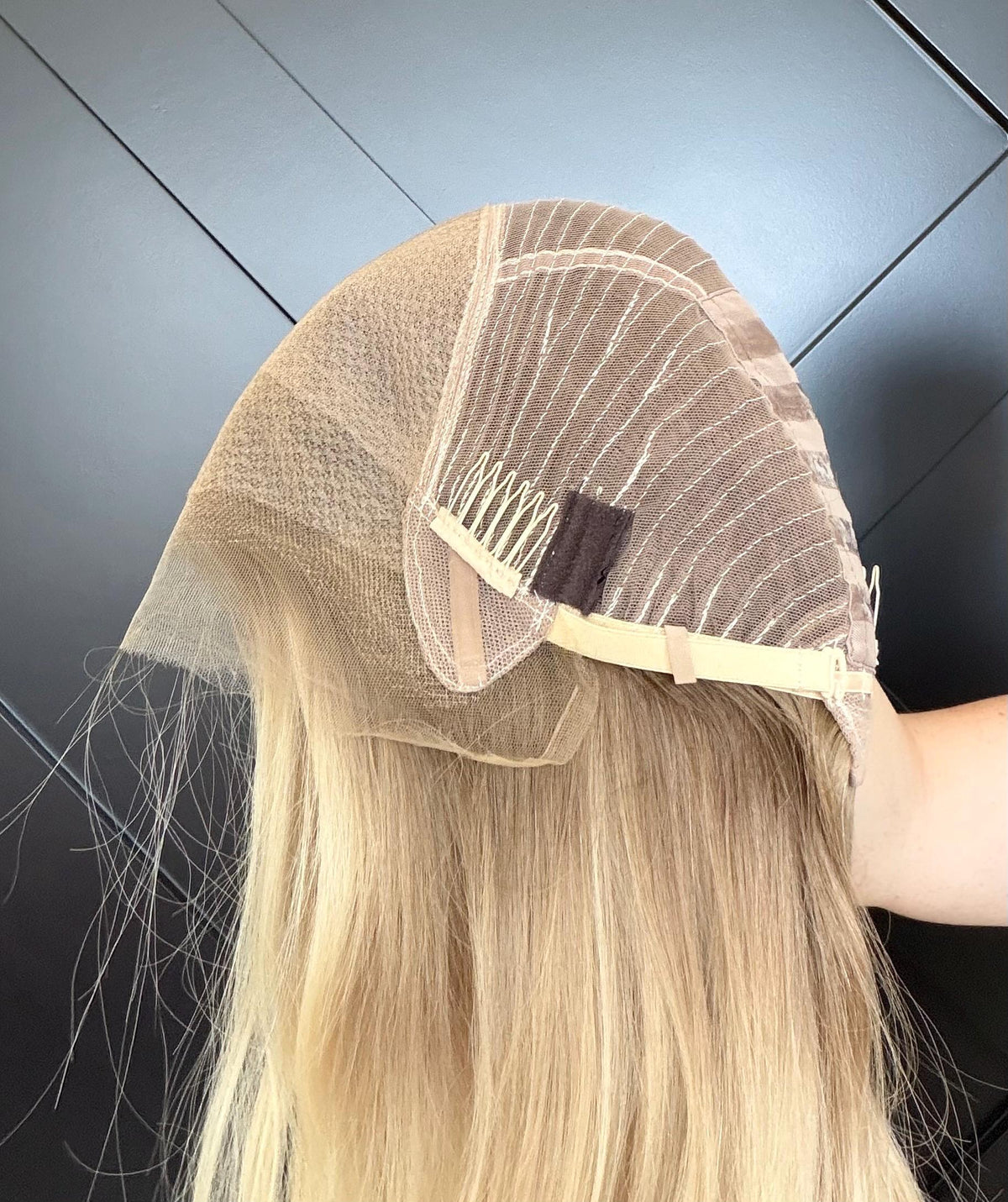 Brazilian Human Hair Wig Honey Beige Blonde Wig with Shadow Root | Lace Front Wig | Natural Frontal | Soft Layered Mid Length Wig MARIVELLE