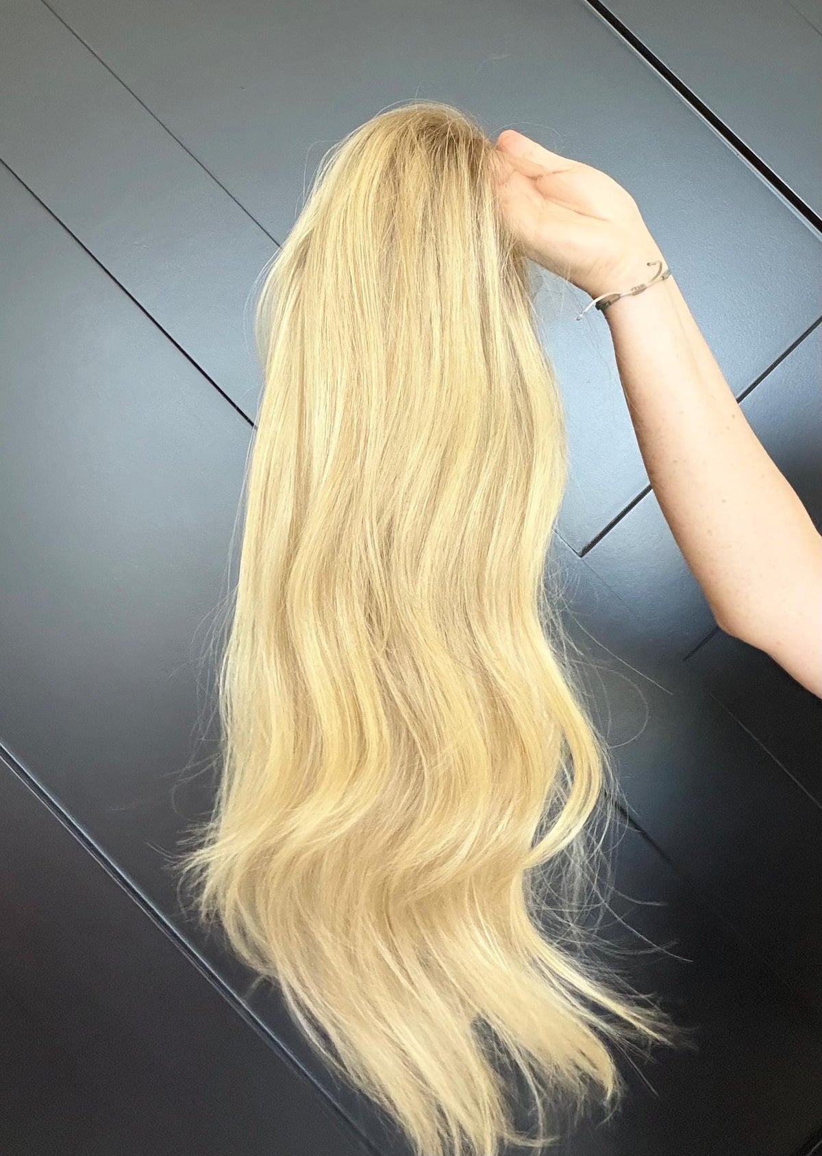 European Human Hair Wig | HD Lace Front Wig | Blonde Balayage with Shadow Root | Bleached Knots | Natural Frontal | Medium Density CELISSE