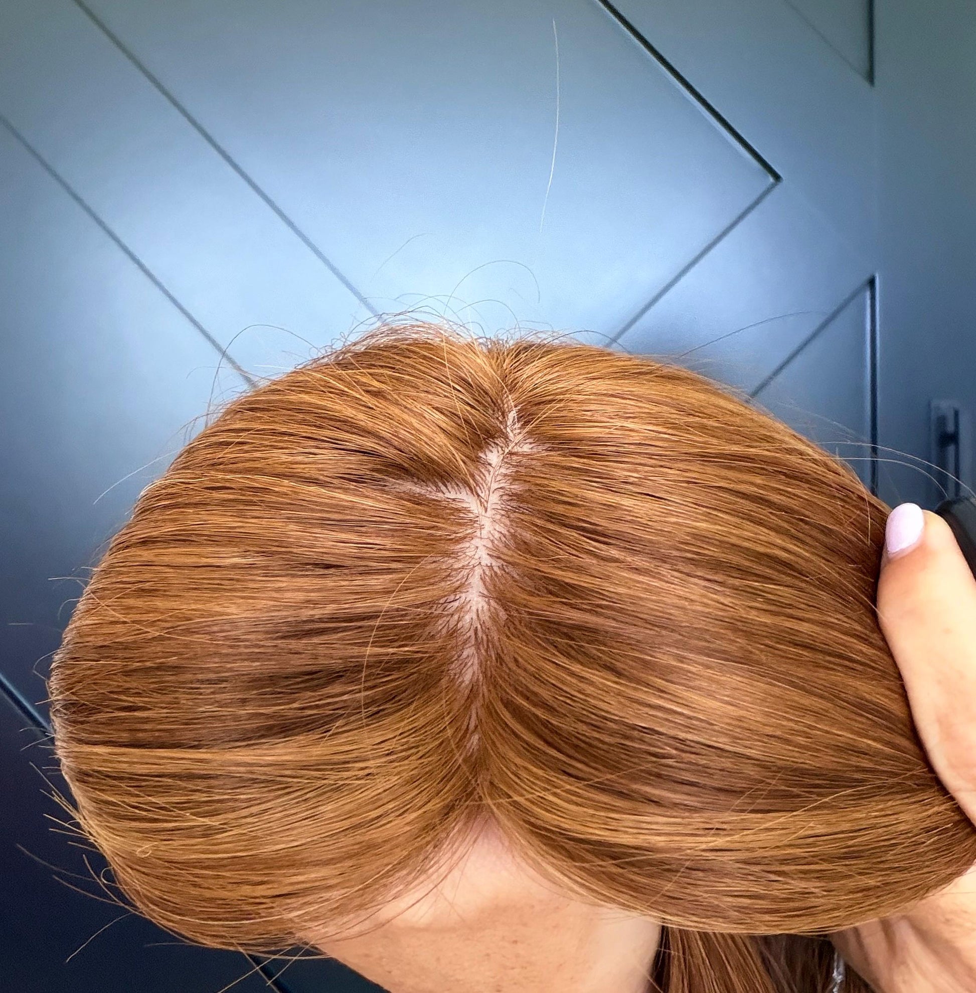 LINA European Hair Custom-Made Human Hair Topper 7x8 with Silk Base | Warm Honey Blonde with Lowlights | 14"-22" Long | Realistic Scalp