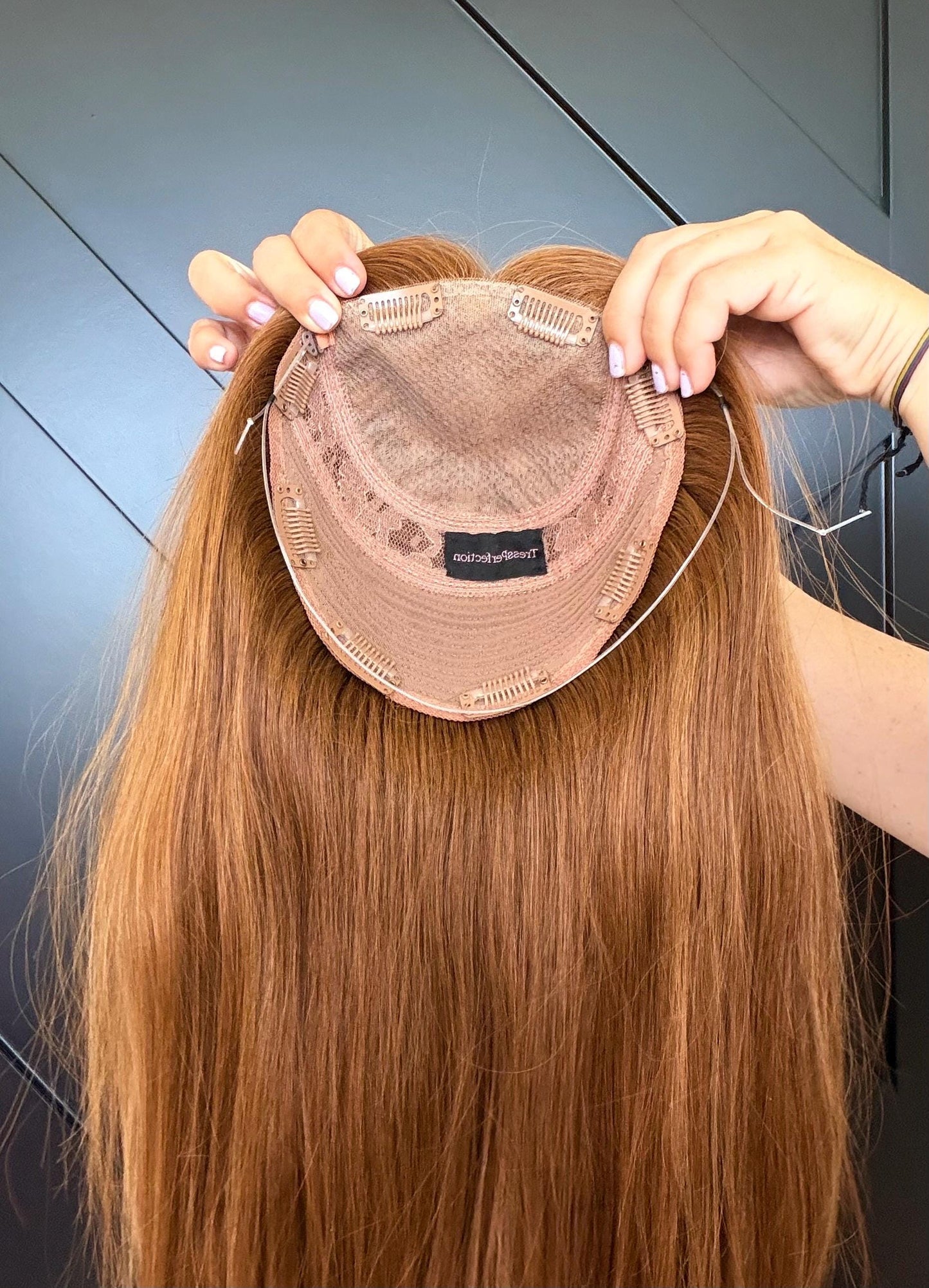 LINA European Hair Custom-Made Human Hair Topper 7x8 with Silk Base | Warm Honey Blonde with Lowlights | 14"-22" Long | Realistic Scalp