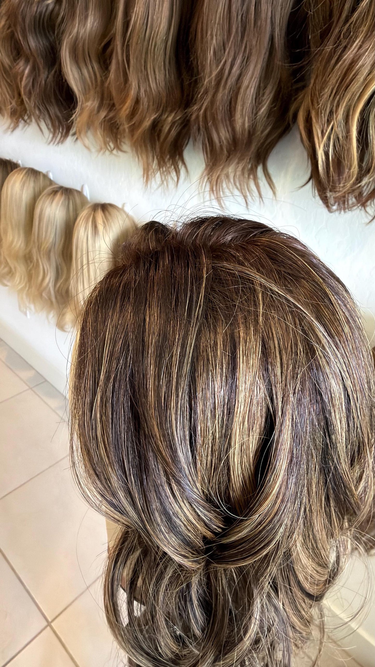 ROSARIO 9x9 clipless 360 Brazilian human hair topper| Brown w highlights, closed laced Halo Attachment, Clipless, silk liner 18-24”