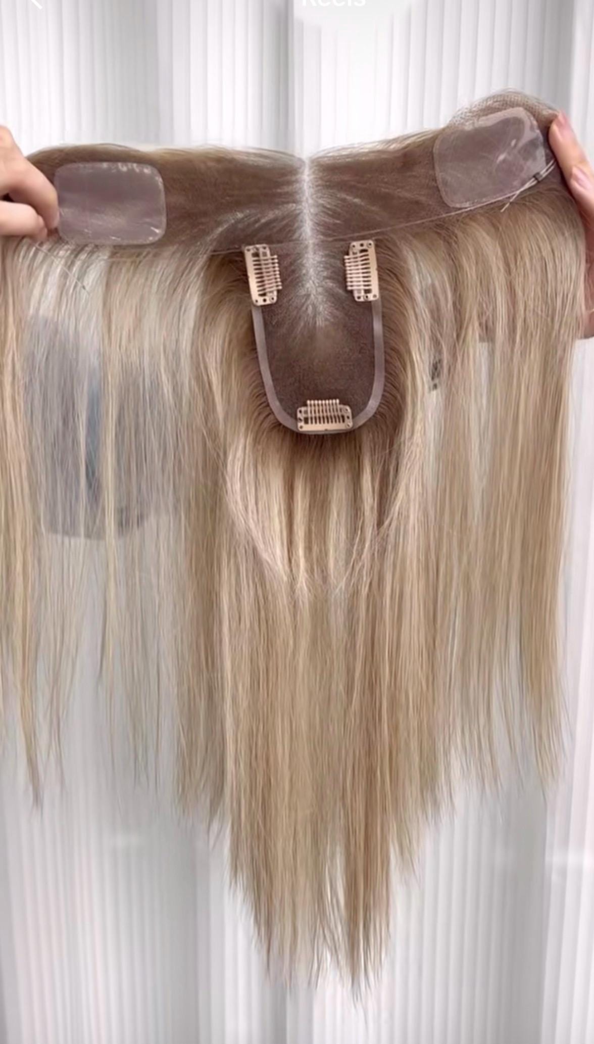 Human Hair T-crown T-Shaped Brazilian Hairline Topper 2x11 + 4x3 deep base | Halo Receding Hairline Thinning Hair & Alopecia |10”-16” CHACHI