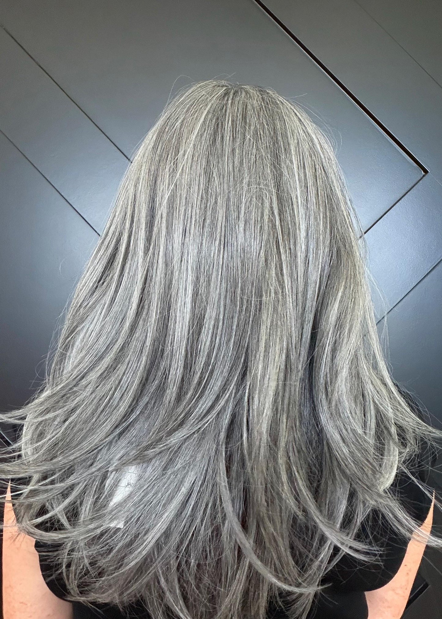 20" Lace Front Wig – Heat-Resistant Futura Fiber, Salt and pepper SWISS. Short length available with cut customization free part SALTY
