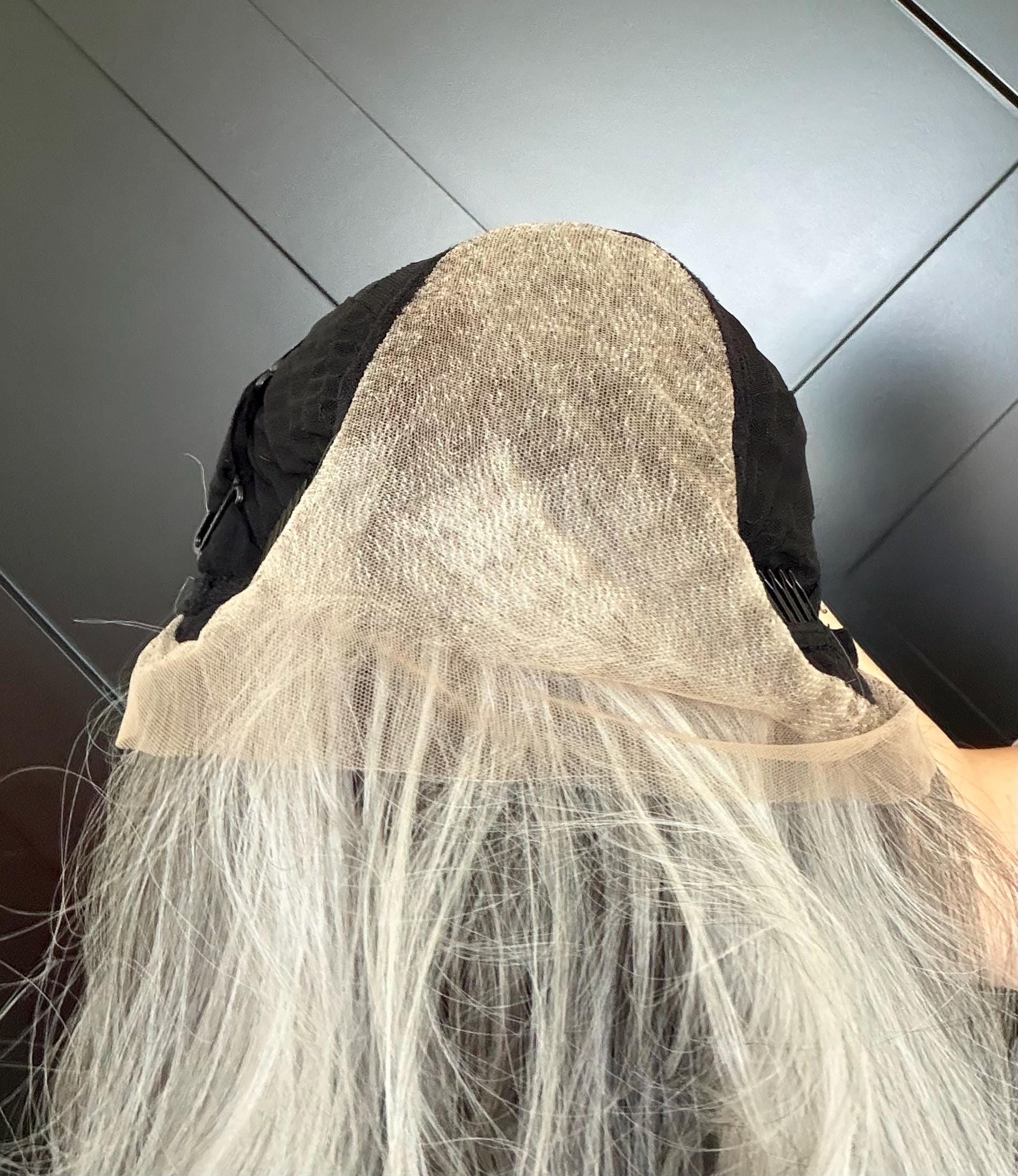 22" Lace Front Wig – Heat-Resistant Futura Fiber, Salt and pepper SWISS. Short length available with cut customization free part PEPPER