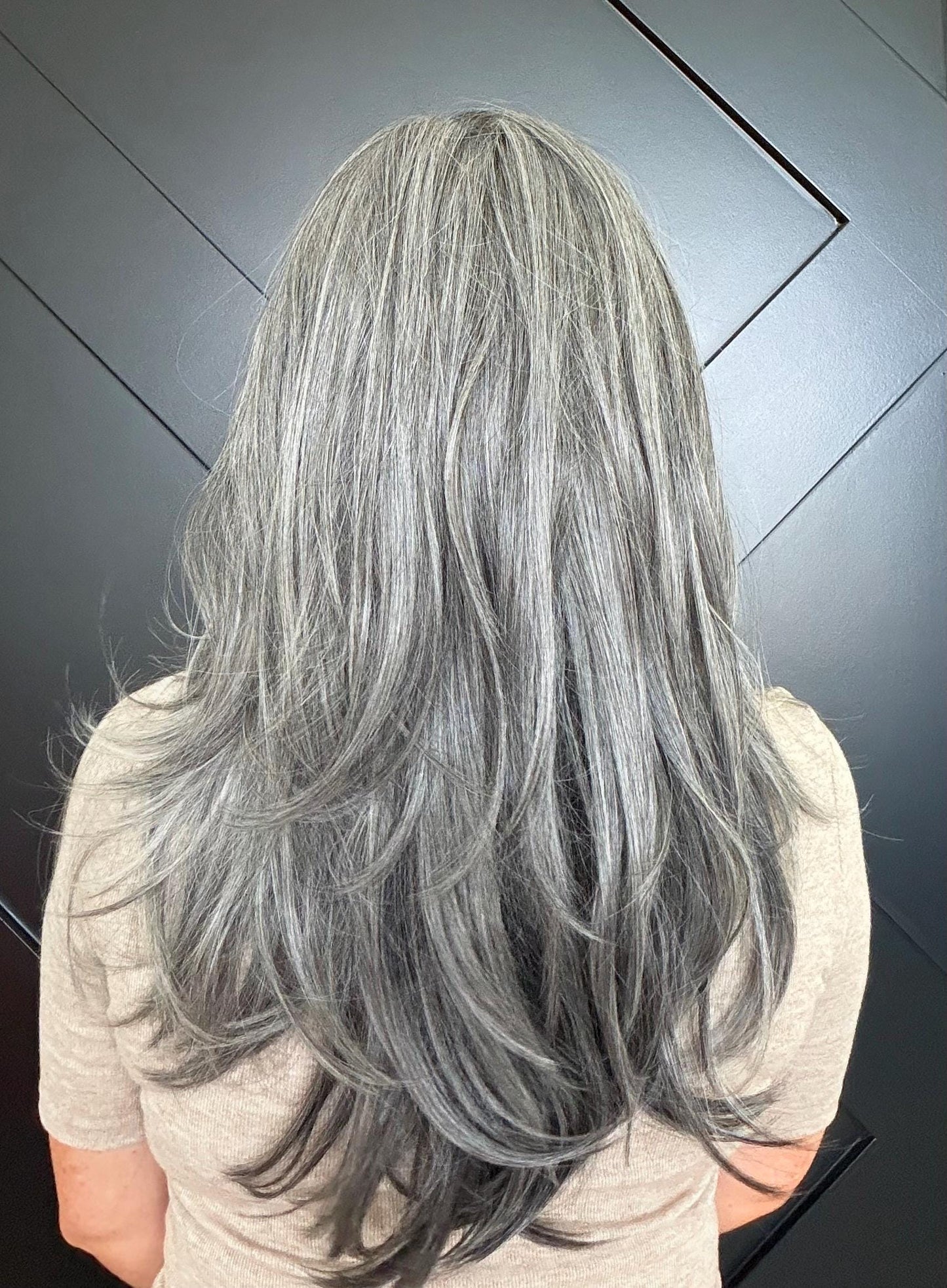 22" Lace Front Wig – Heat-Resistant Futura Fiber, Salt and pepper SWISS. Short length available with cut customization free part PEPPER