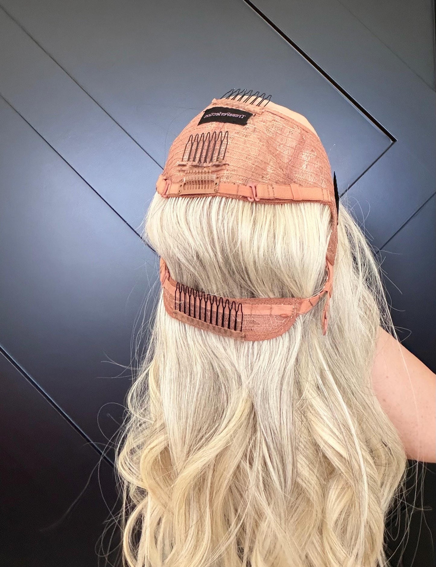 MITZ 9x9 clipless 360 European human hair topper| Salt and Pepper light blonde, closed laced Halo Attachment, Clipless, silk liner 18-24”