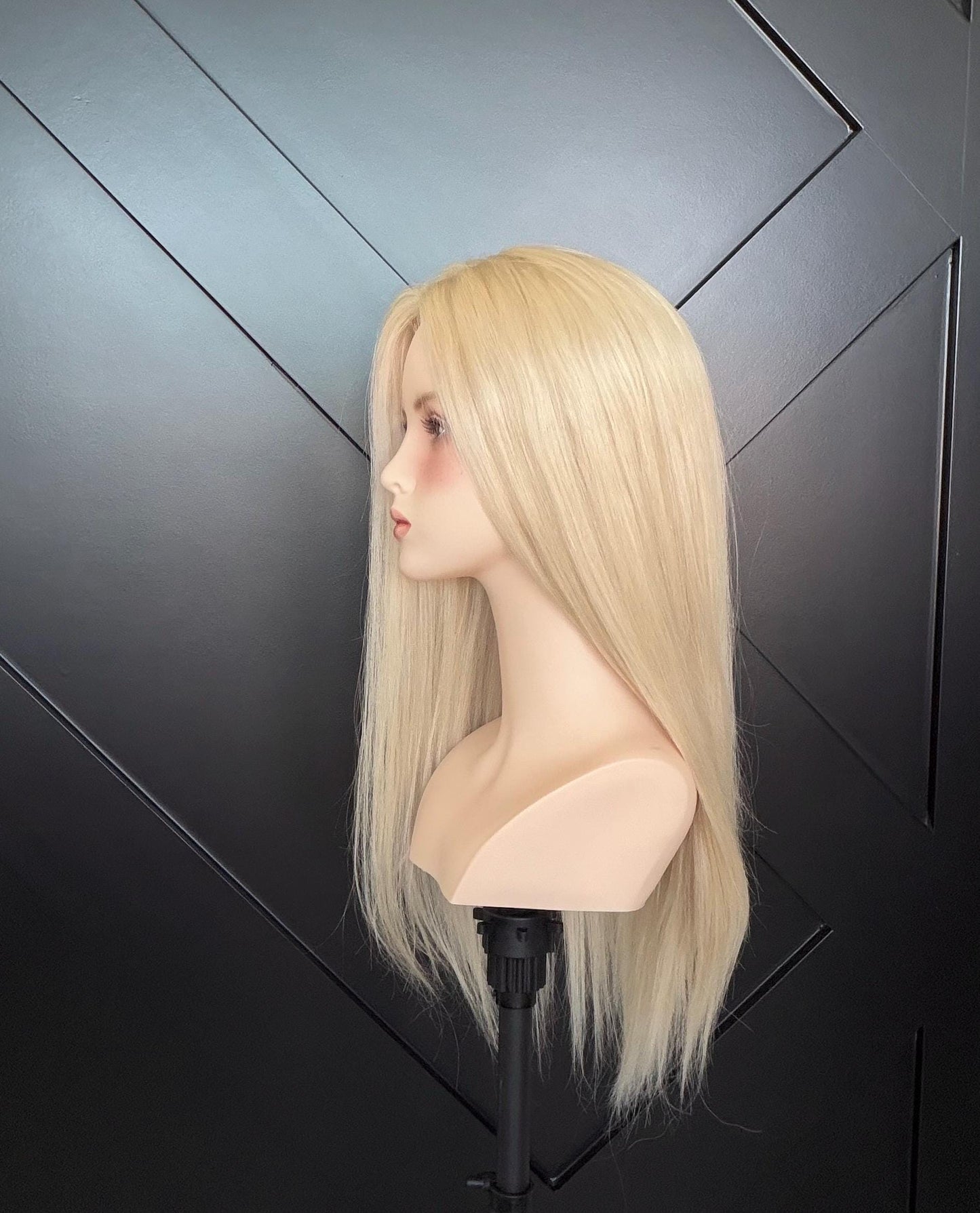 SHARI Custom-Made European or Mongolian Human Hair Topper 22" | Glue-On |8x8 silk top with PU | hand tied Hairpiece High density 220gm