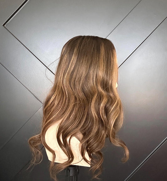 MELODY 14-22” Custom-Made Brazilian Hair Topper Custom Premium Human Hair Topper – 8x8 Silk Top, Double Drawn, medium Density